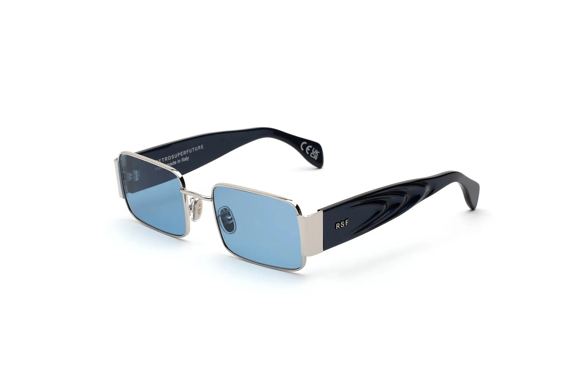 Retrosuperfuture V5H Z METALLIC BLUE Occhiali da sole Metallo Argento Blu Squadrata Normale - immagine 1