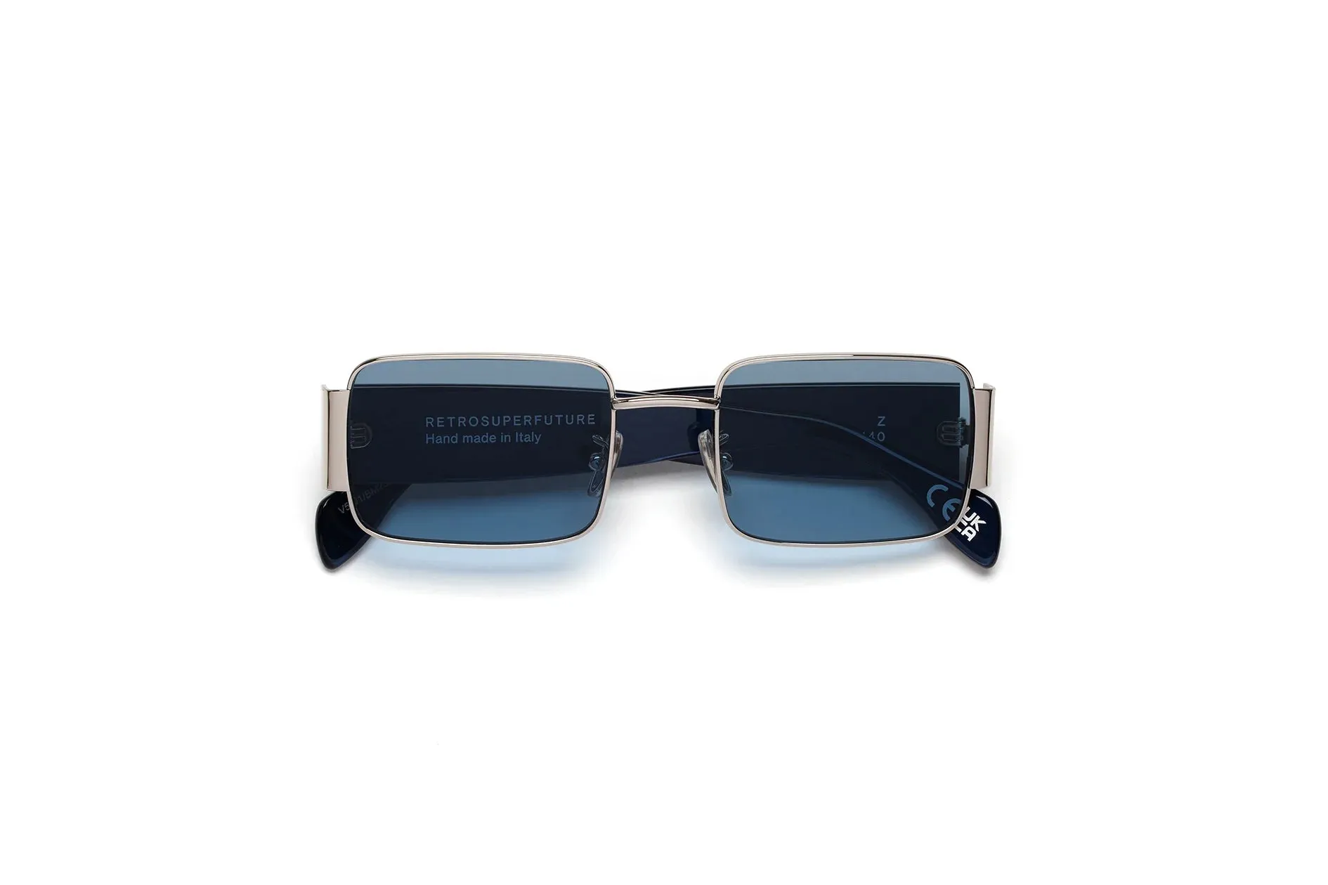 Retrosuperfuture V5H Z METALLIC BLUE Occhiali da sole Metallo Argento Blu Squadrata Normale - immagine 2
