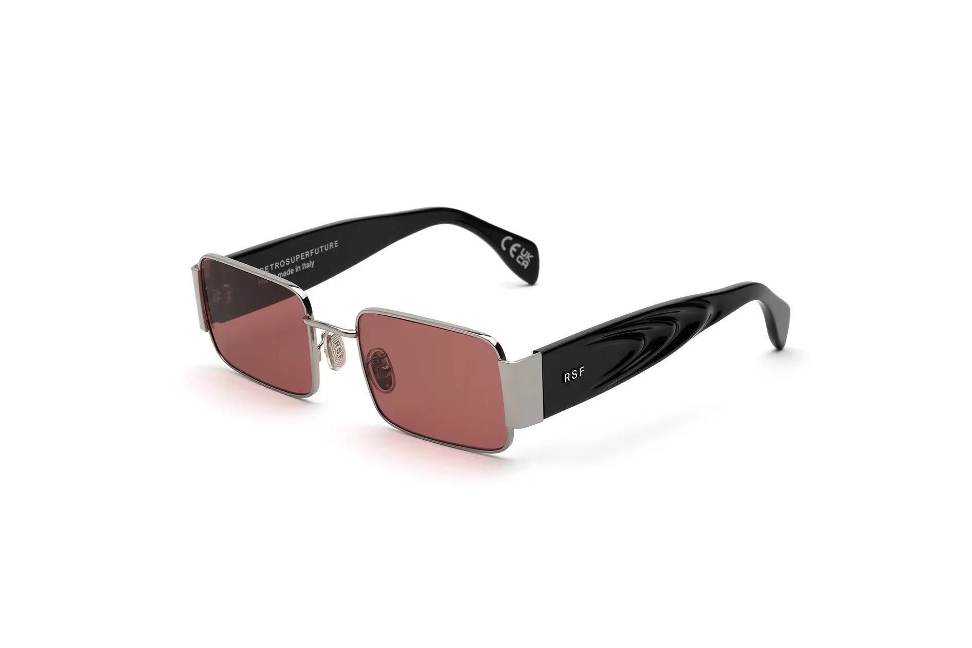 Retrosuperfuture AFN Z BORDEAUX Occhiali da sole Metallo Argento Rosso Squadrata Normale - immagine 1