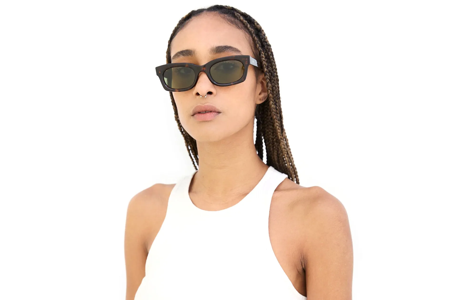 Retrosuperfuture 85Z AMBOS 3627 Occhiali da sole Acetato Havana Verde Squadrata Normale - immagine 4