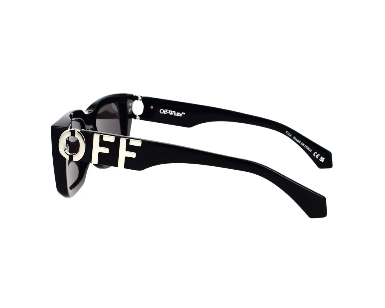 Off-White Unisex OERI125 Hays 1007 black dark grey Occhiali da sole Acetato Nero Grigio Squadrata Normale - immagine 3