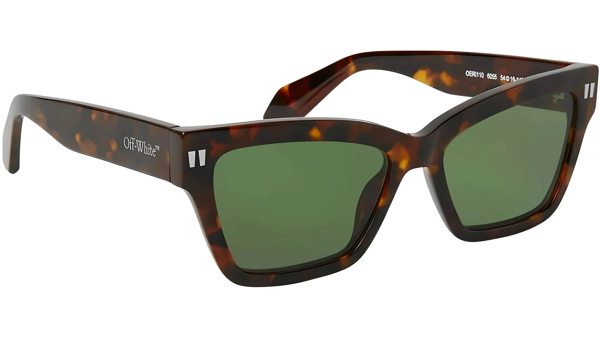 Off-White Unisex OERI110 Cincinnati 6055 havana Occhiali da sole Acetato Havana Verde Squadrata - immagine 2