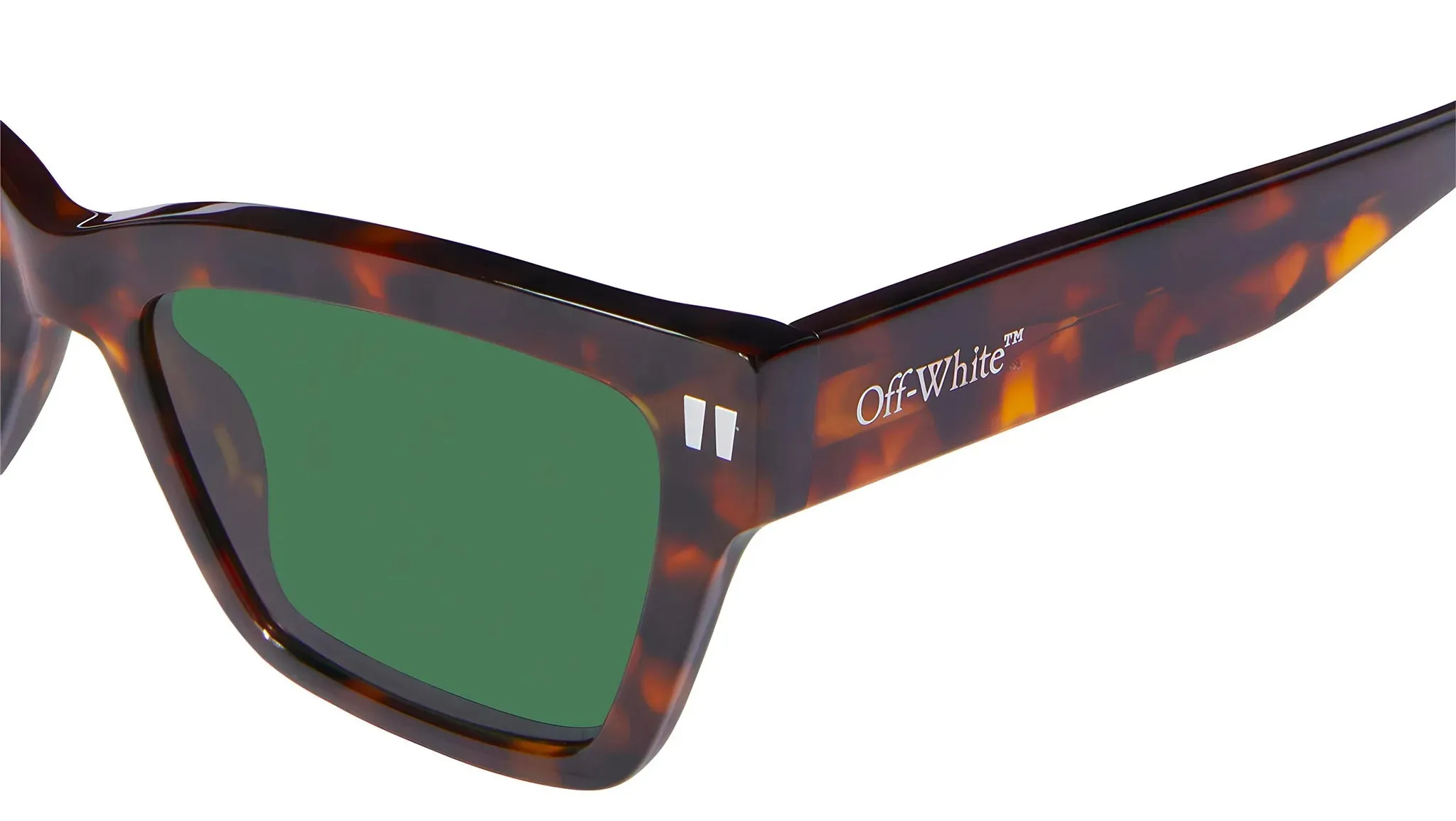 Off-White Unisex OERI110 Cincinnati 6055 havana Occhiali da sole Acetato Havana Verde Squadrata - immagine 3