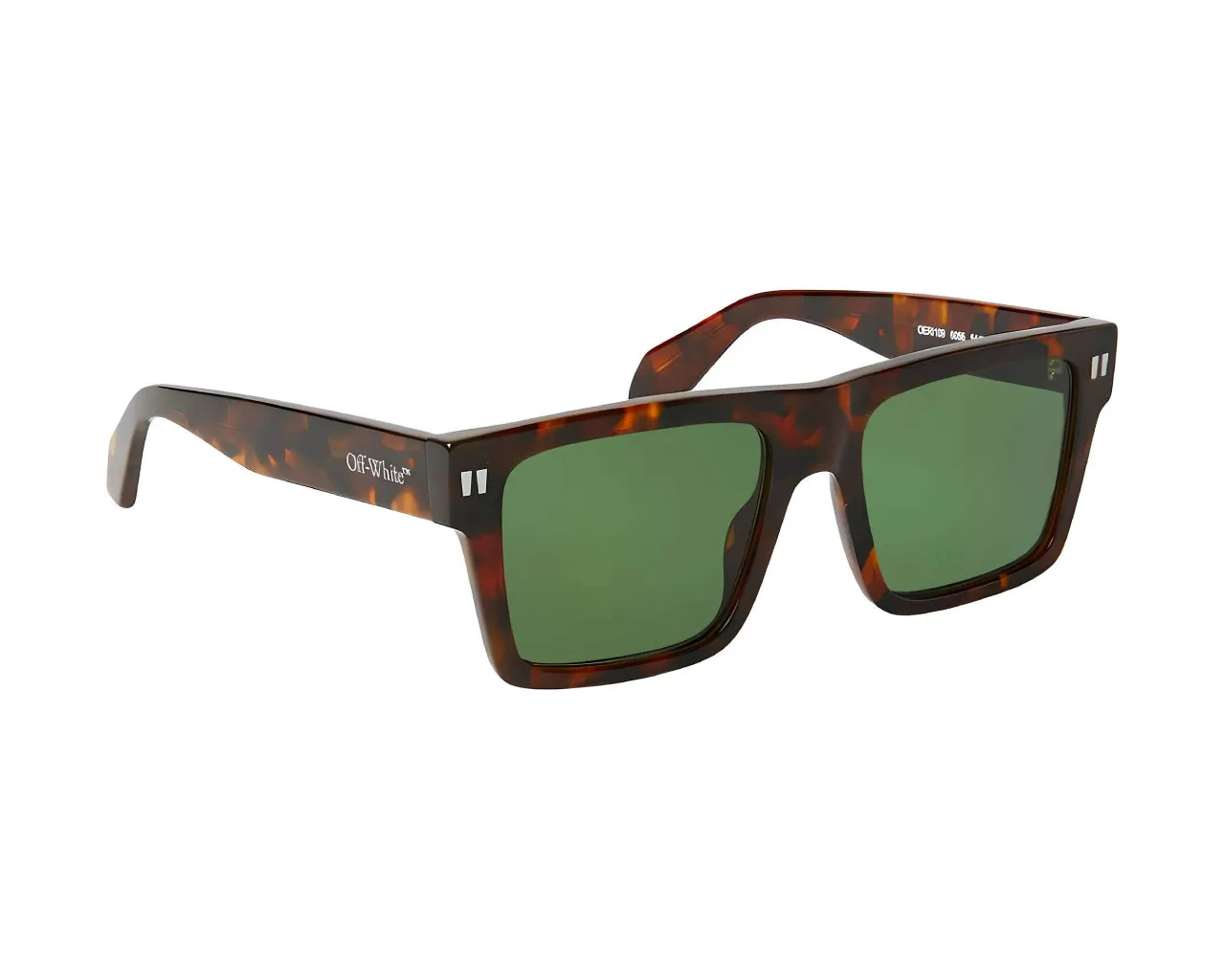 Off-White Unisex OERI109 Lawton 6055 havana Occhiali da sole Acetato Havana Verde Squadrata Normale - immagine 2