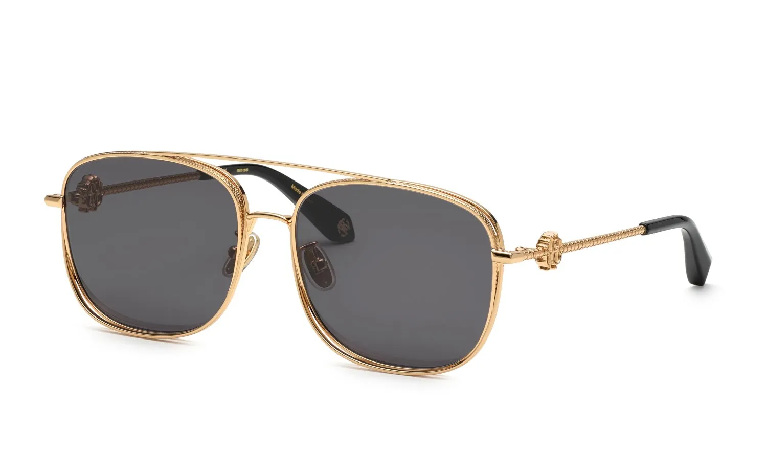 Roberto Cavalli SRC059M 300 Occhiali da sole Metallo Oro Fumo Squadrata Normale - immagine 1