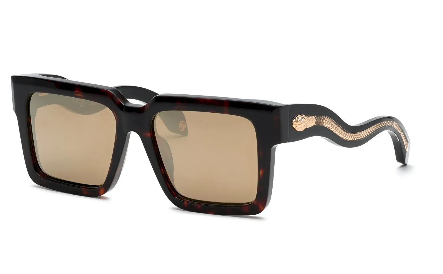 Roberto Cavalli SRC055 743G Occhiali da sole Acetato Havana Marrone Squadrata Normale Specchiato - immagine 1