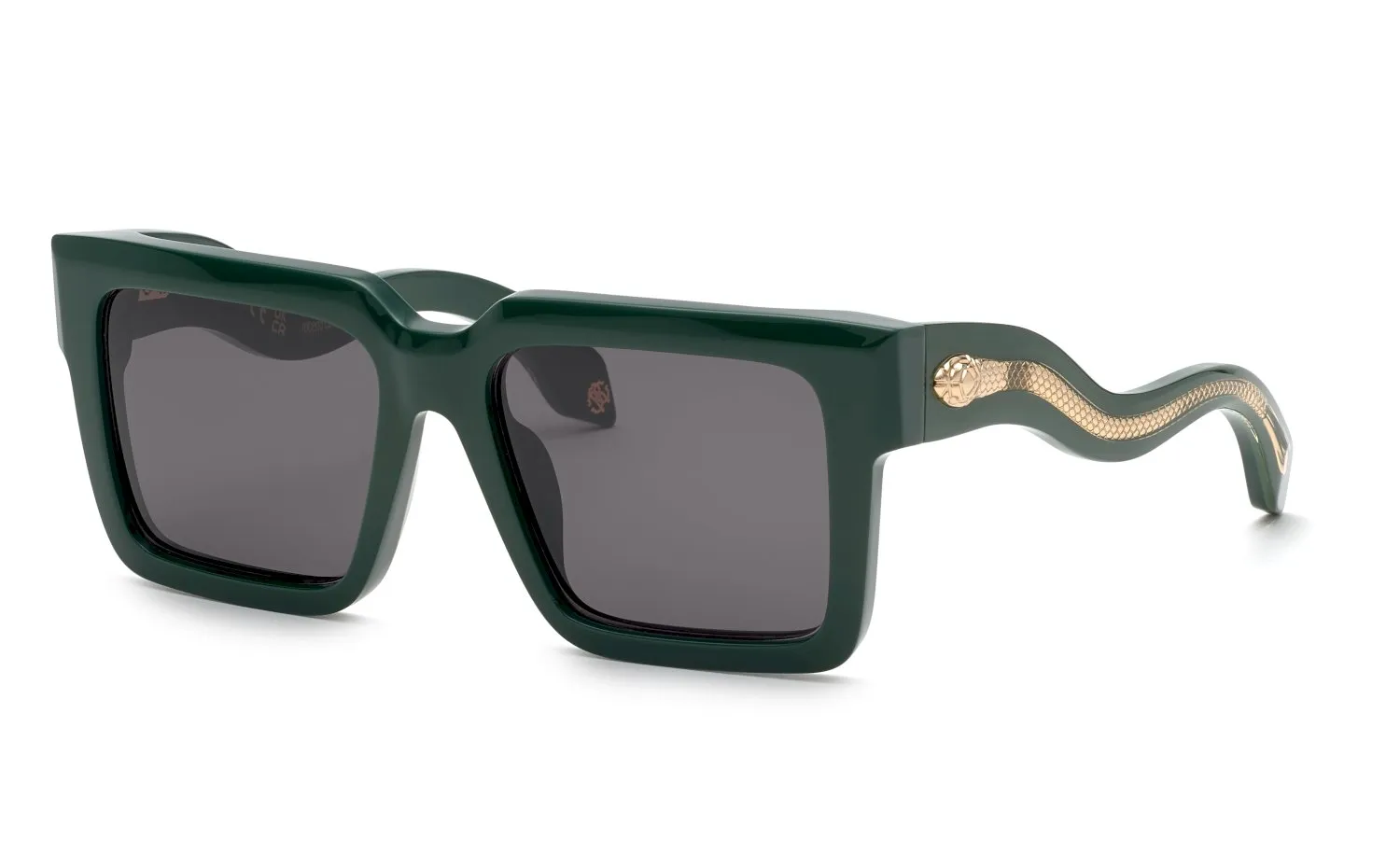 Roberto Cavalli SRC055 0D80 Occhiali da sole Acetato Verde Fumo Squadrata Normale - immagine 1