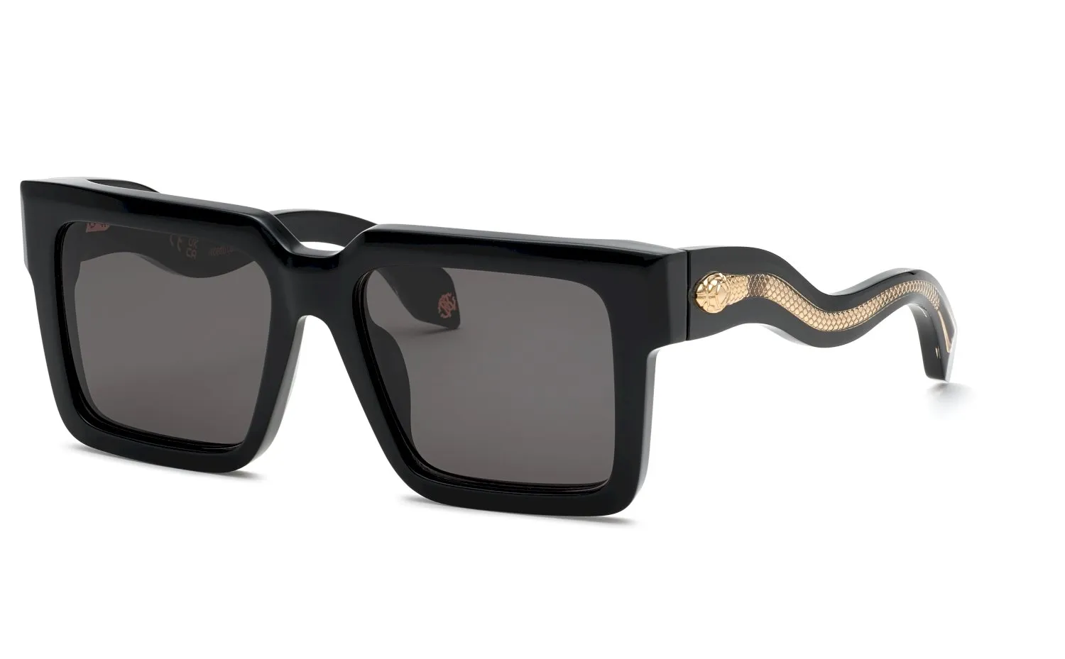 Roberto Cavalli SRC055 700 Occhiali da sole Acetato Nero Fumo Squadrata Normale - immagine 1