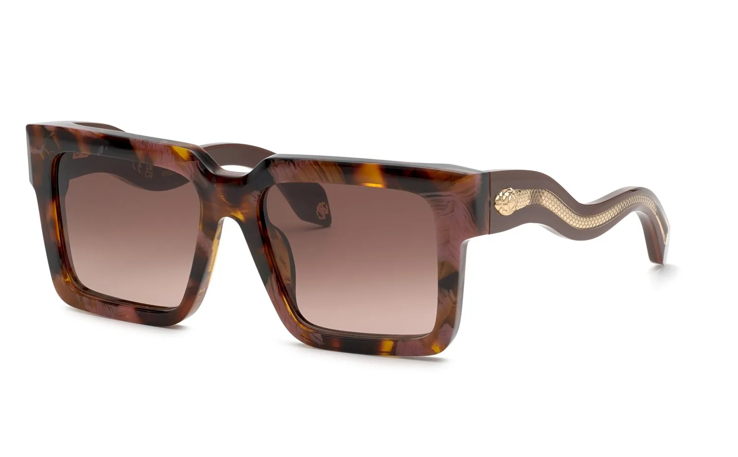 Roberto Cavalli SRC055 01GQ Occhiali da sole Acetato Havana Marrone Squadrata Normale Sfumato - immagine 1