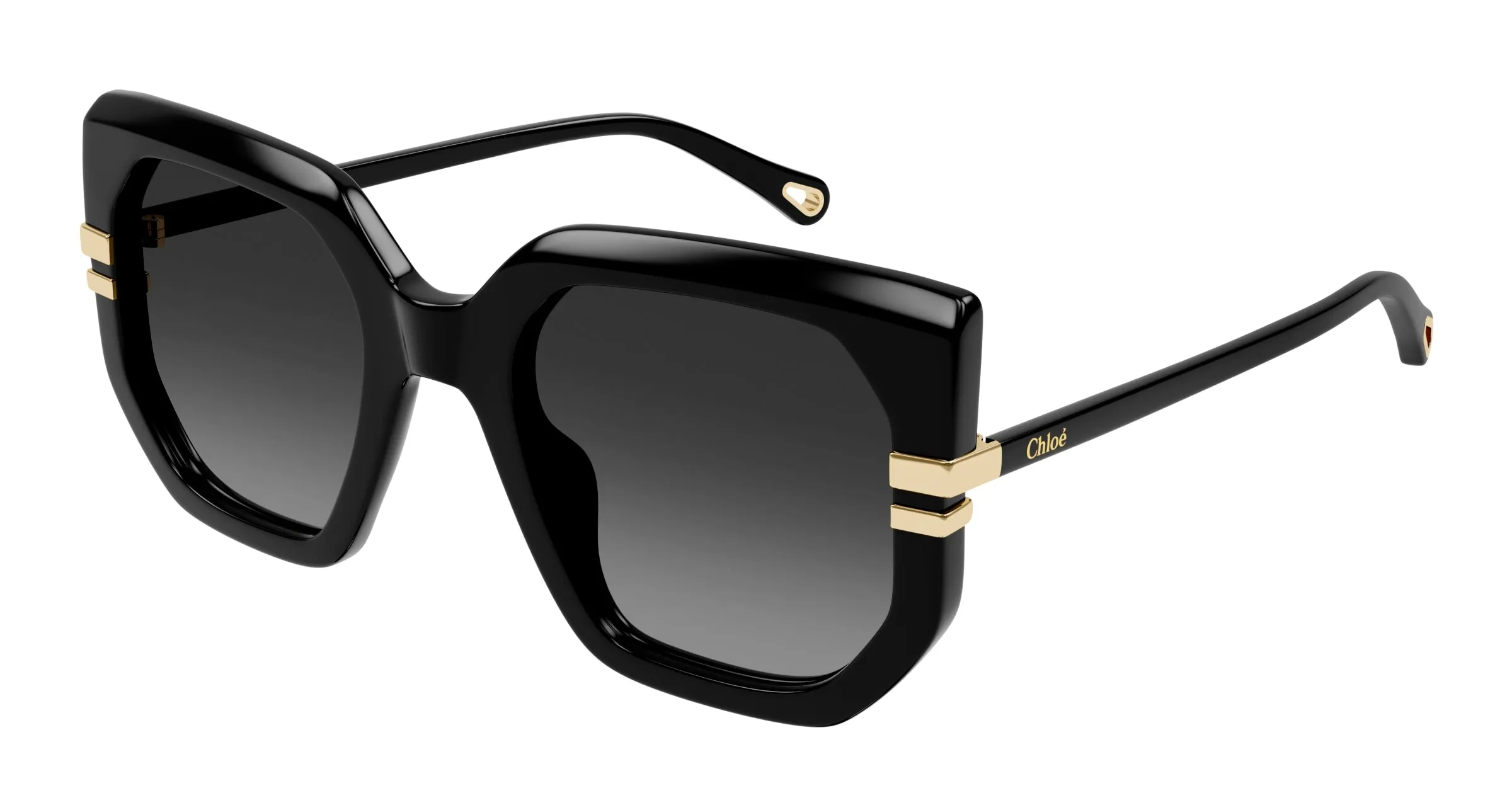 Chloé CH0240S 001 Occhiali da sole Acetato Nero Grigio Geometrica - immagine 1