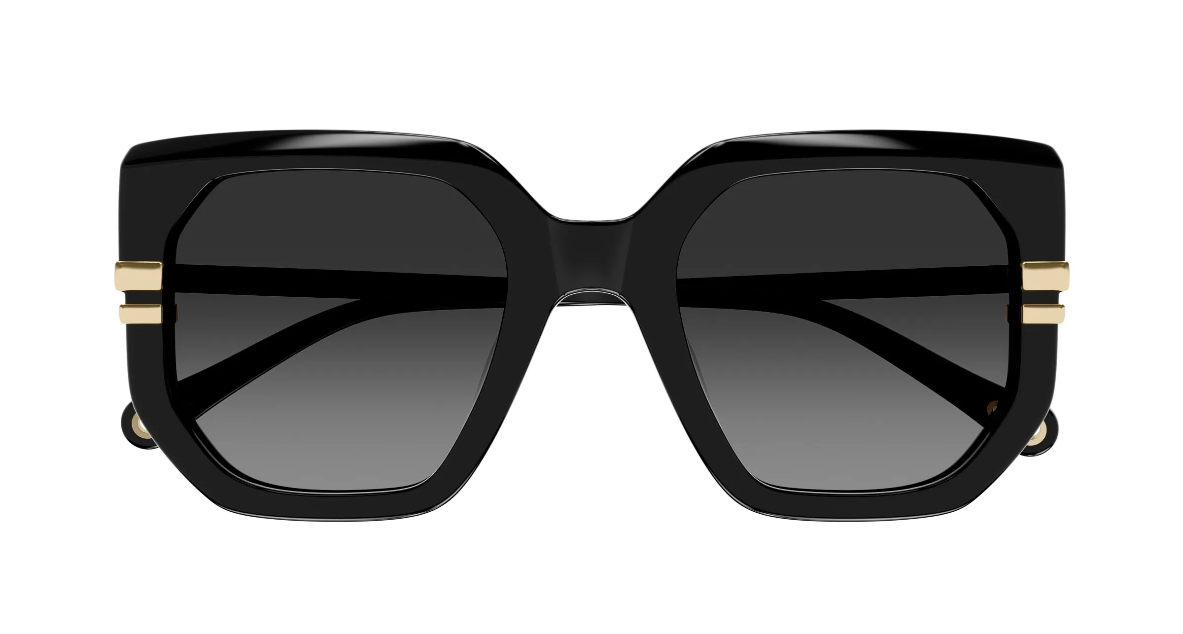 Chloé CH0240S 001 Occhiali da sole Acetato Nero Grigio Geometrica - immagine 2