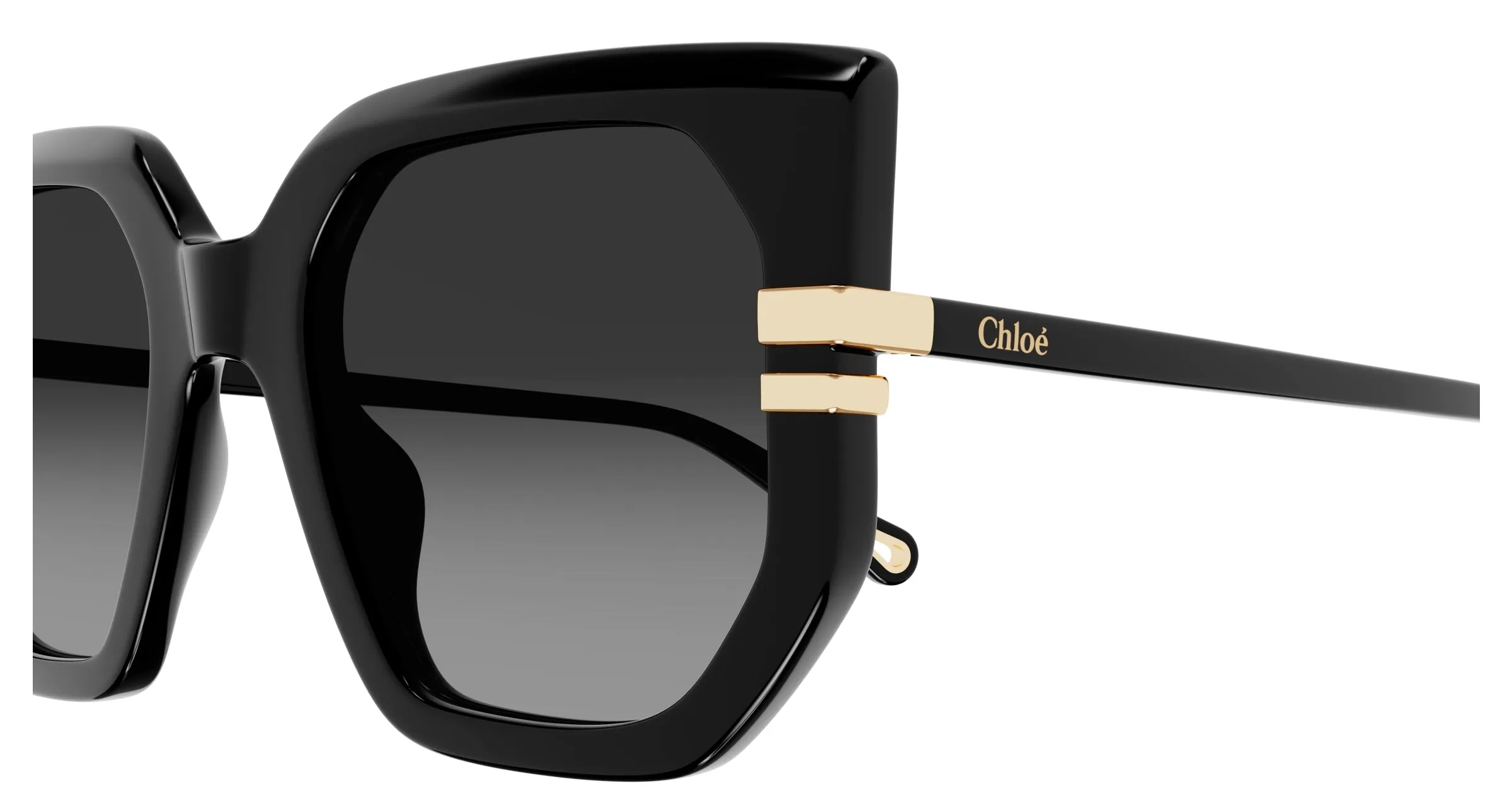Chloé CH0240S 001 Occhiali da sole Acetato Nero Grigio Geometrica - immagine 3