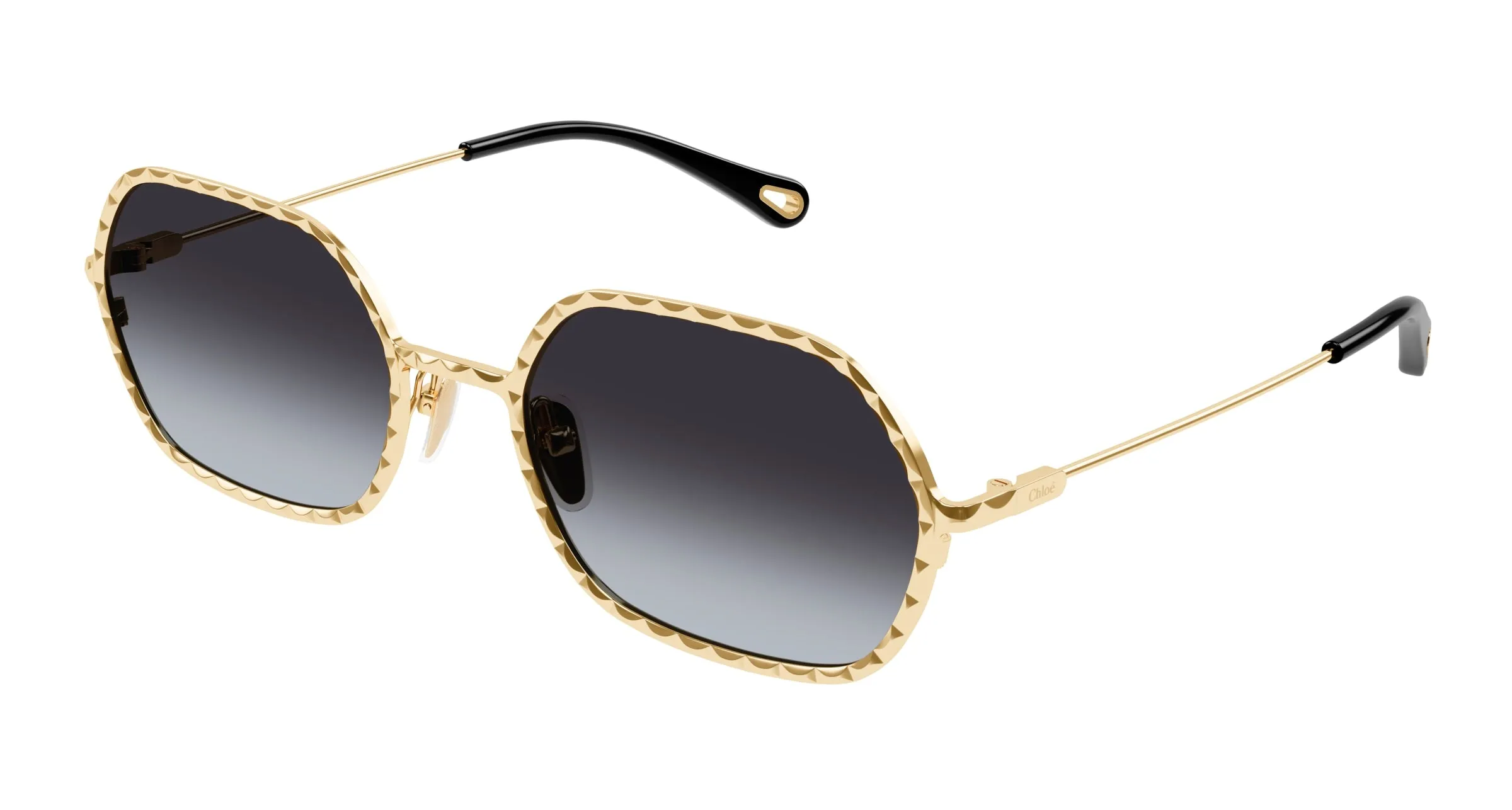 Chloé CH0231S 001 Occhiali da sole Metallo Oro Grigio Rotonda - immagine 1