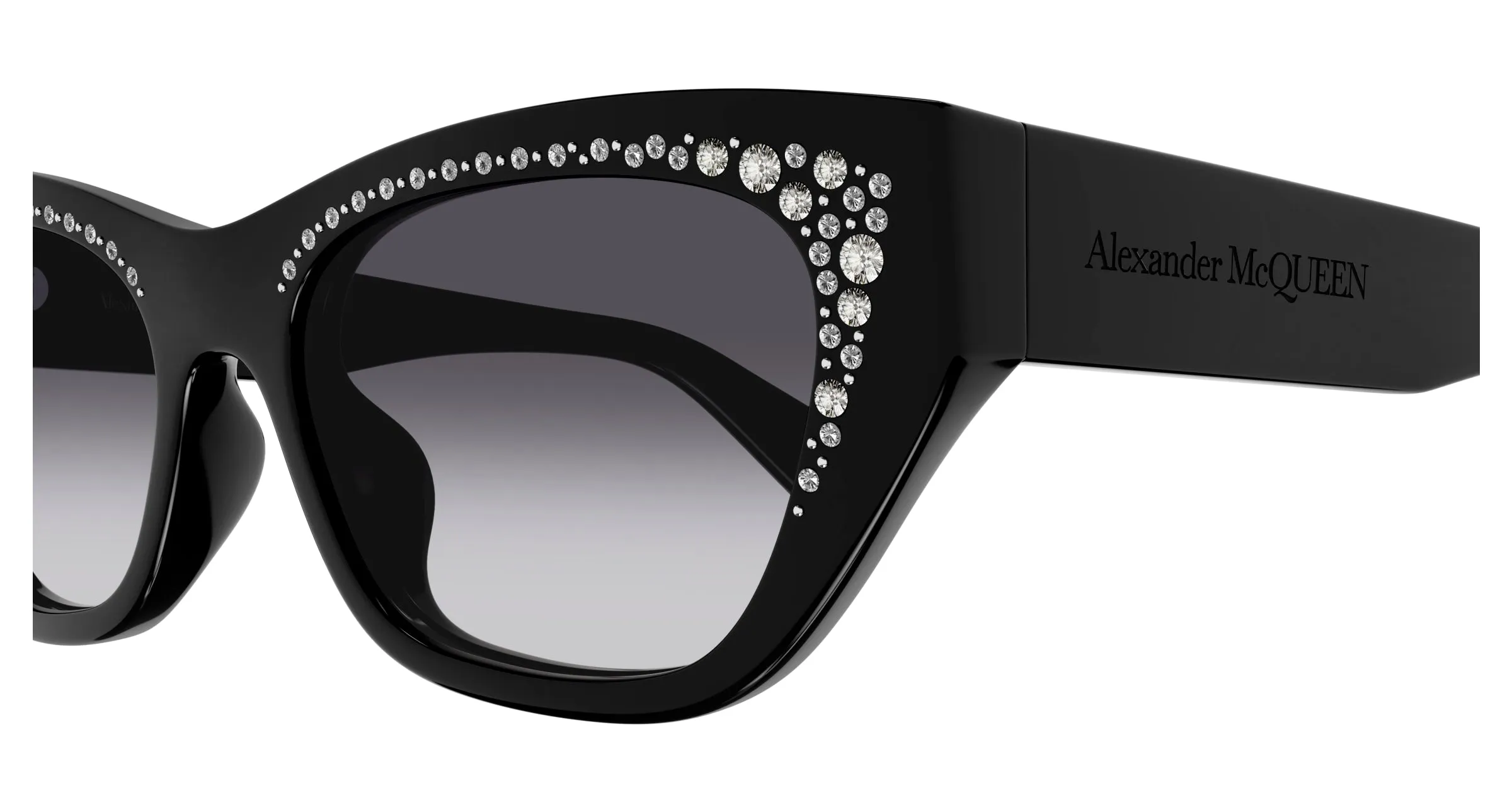 Alexander McQueen Donna AM0465S 001 Occhiali da sole Acetato Nero Grigio Cat Eye - immagine 3
