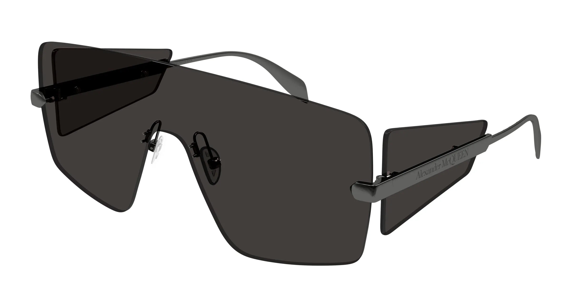 Alexander McQueen Uomo AM0460S 001 Occhiali da sole Metallo Rutenio Grigio Maschera - immagine 1
