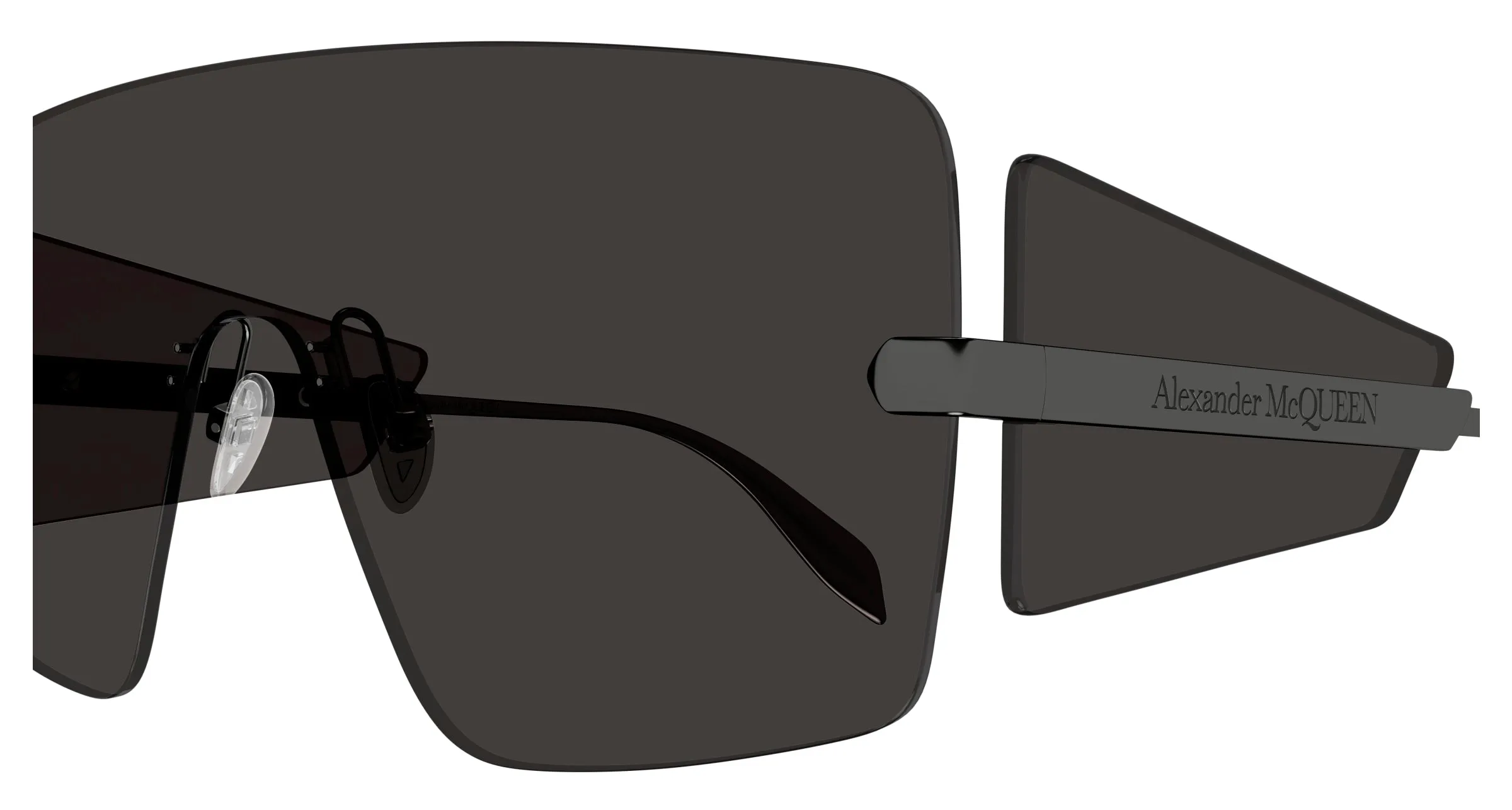 Alexander McQueen Uomo AM0460S 001 Occhiali da sole Metallo Rutenio Grigio Maschera - immagine 3