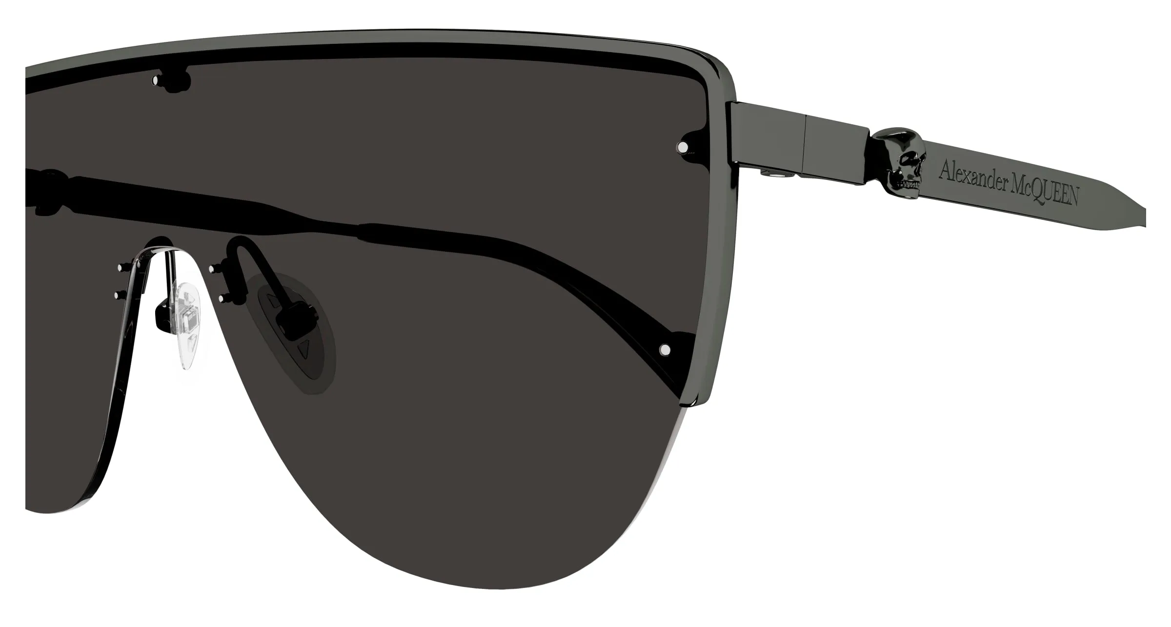 Alexander McQueen AM0457S 001 Occhiali da sole Metallo Rutenio Grigio Maschera - immagine 3