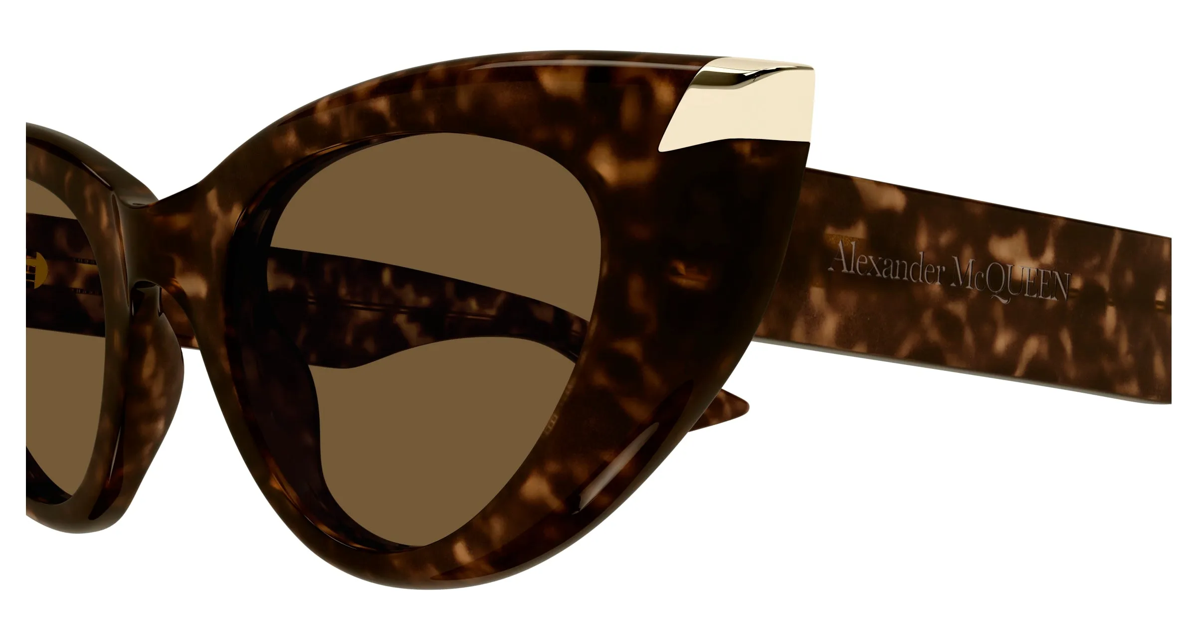 Alexander McQueen AM0442S 003 Occhiali da sole Acetato Havana Marrone Cat Eye - immagine 3
