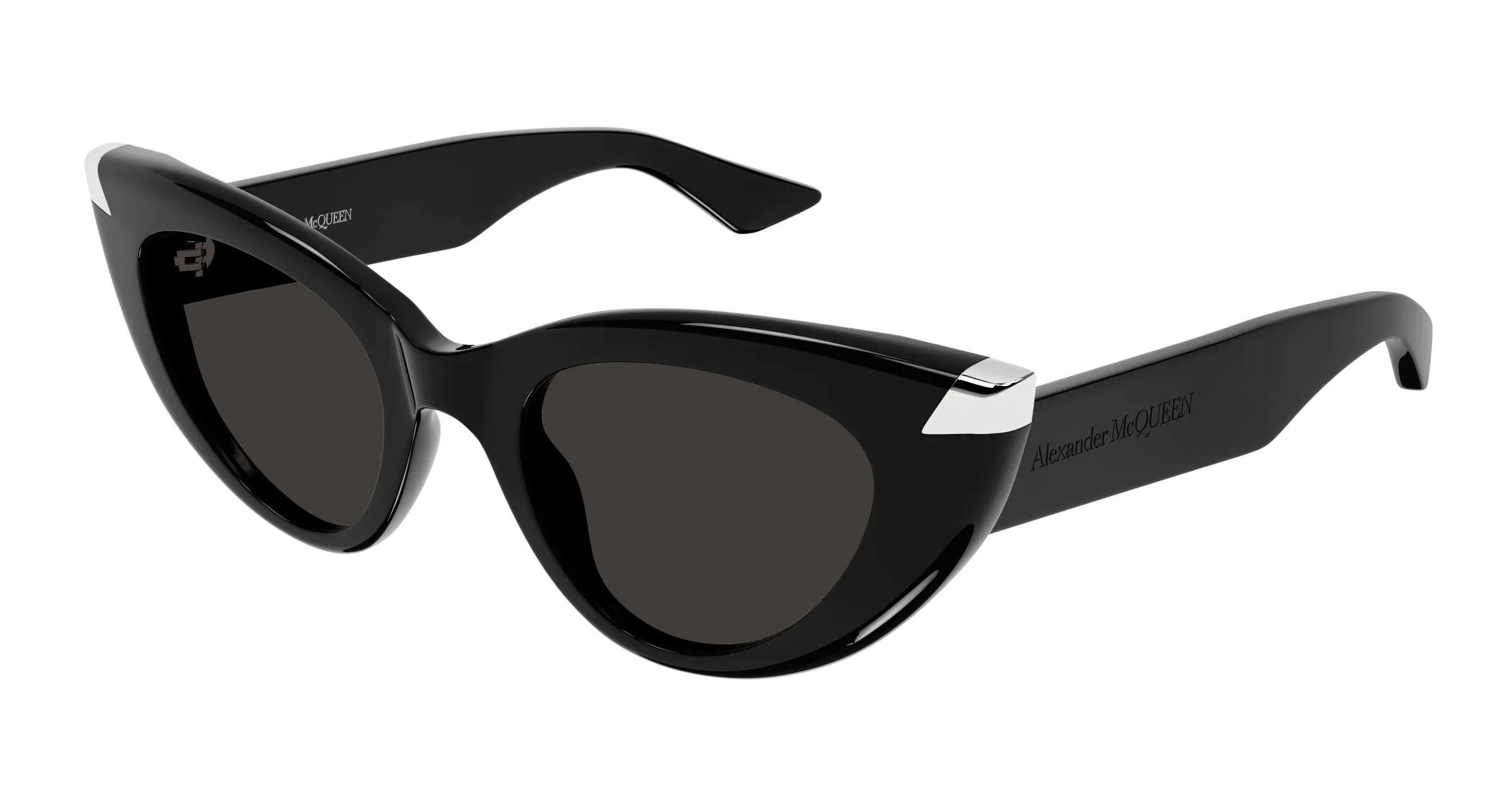 Alexander McQueen AM0442S 001 Occhiali da sole Acetato Nero Grigio Cat Eye - immagine 1