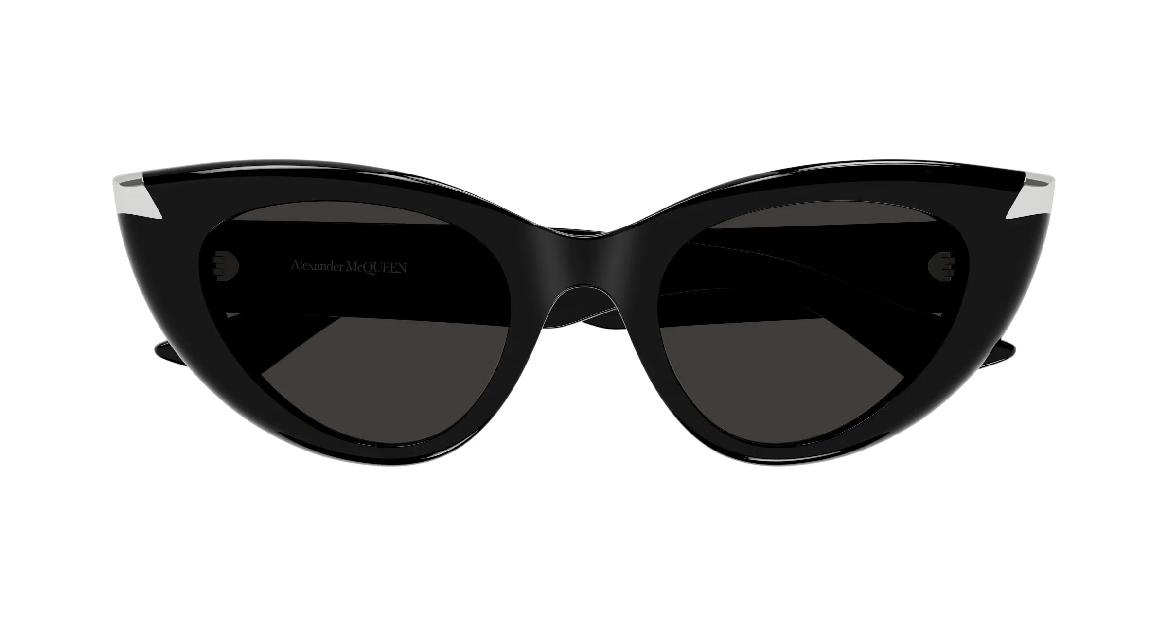 Alexander McQueen AM0442S 001 Occhiali da sole Acetato Nero Grigio Cat Eye - immagine 2