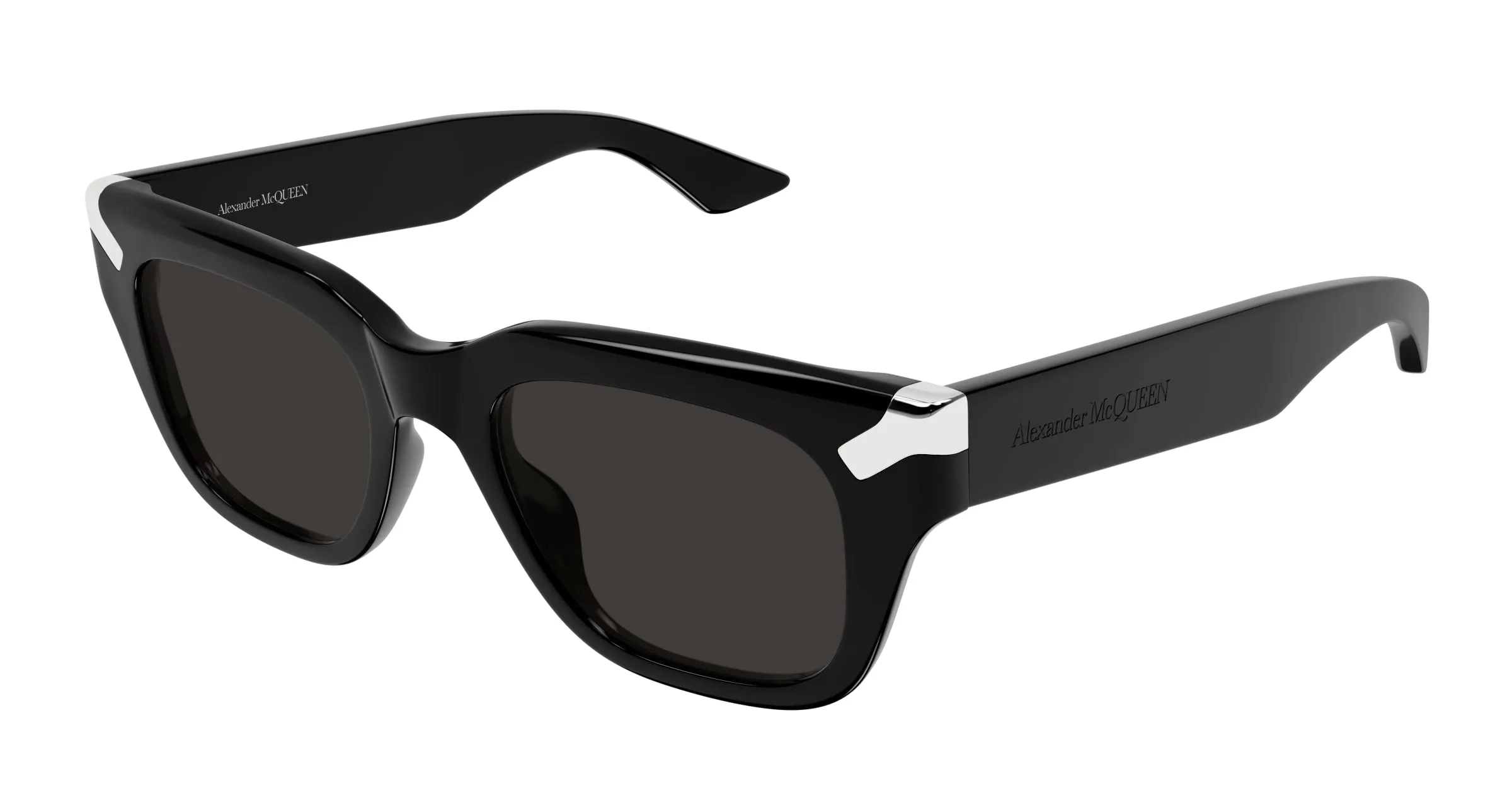 Alexander McQueen AM0439S 001 Occhiali da sole Acetato Nero Grigio Squadrata - immagine 1