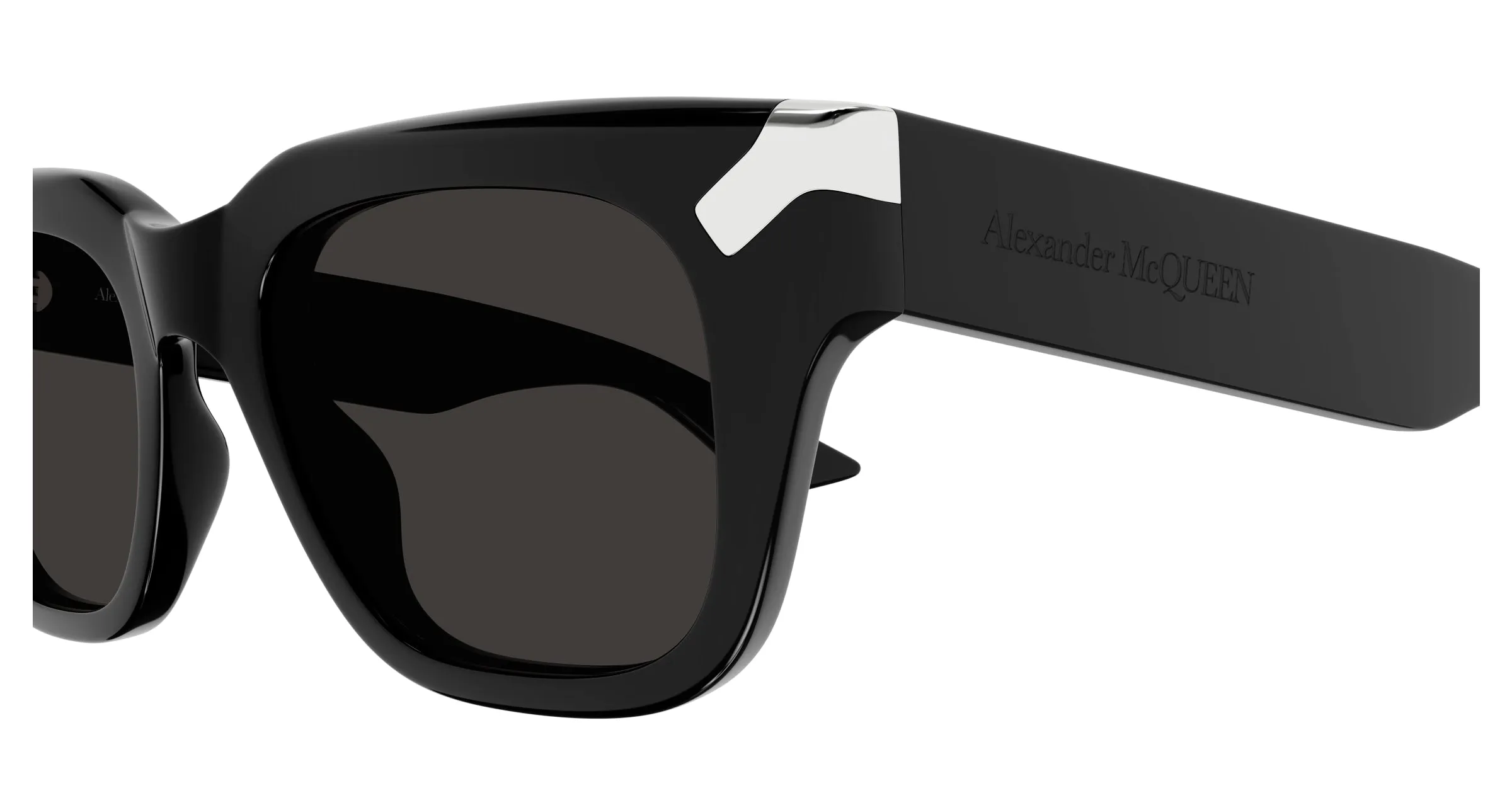 Alexander McQueen AM0439S 001 Occhiali da sole Acetato Nero Grigio Squadrata - immagine 3