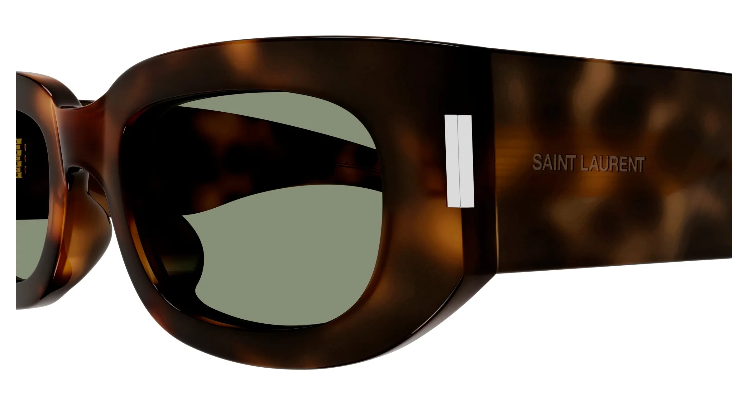SAINT LAURENT Unisex SL 697 002 Occhiali da sole Acetato Havana Verde Rotonda - immagine 3