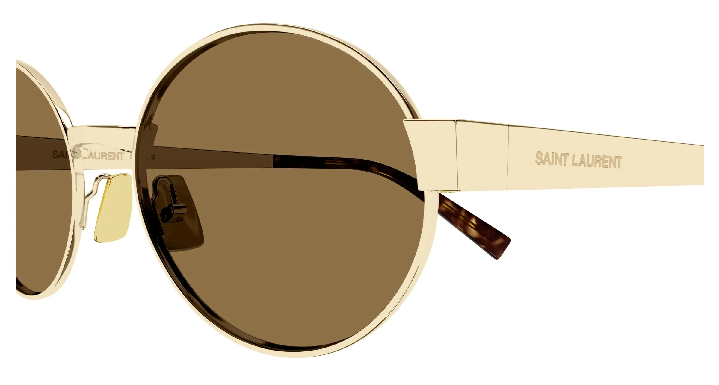 SAINT LAURENT SL 692 004 Occhiali da sole Metallo Oro Marrone Rotonda - immagine 3