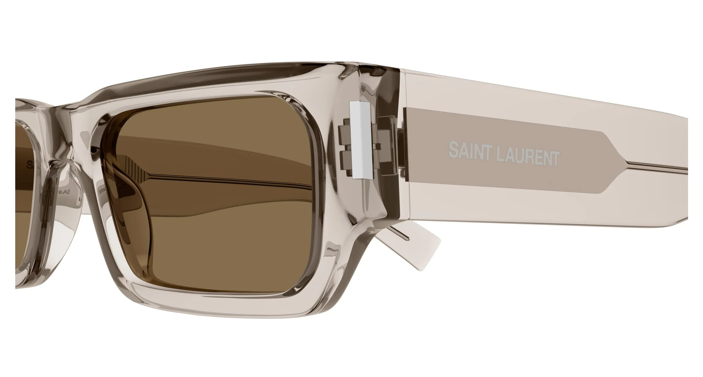 SAINT LAURENT SL 660 004 Occhiali da sole Acetato Beige Marrone Squadrata - immagine 3