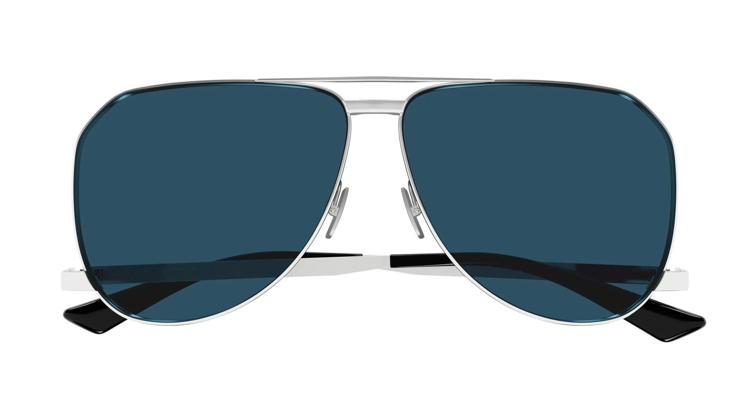 SAINT LAURENT Uomo SL 690 DUST 003 Occhiali da sole Metallo Argento Blu Pilot - immagine 2
