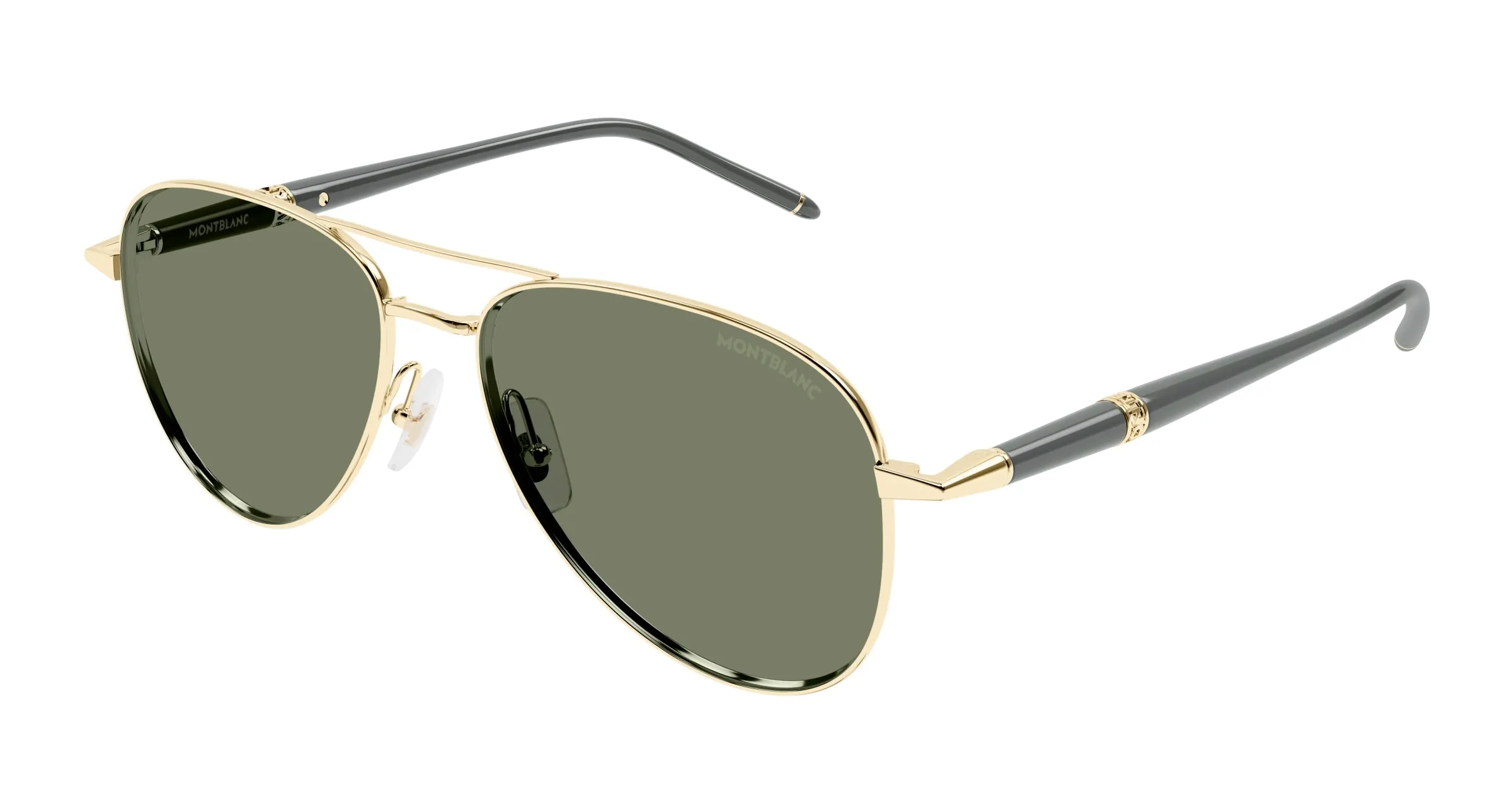 Montblanc MB0345S 004 Occhiali da sole Metallo Oro Verde Pilot - immagine 1