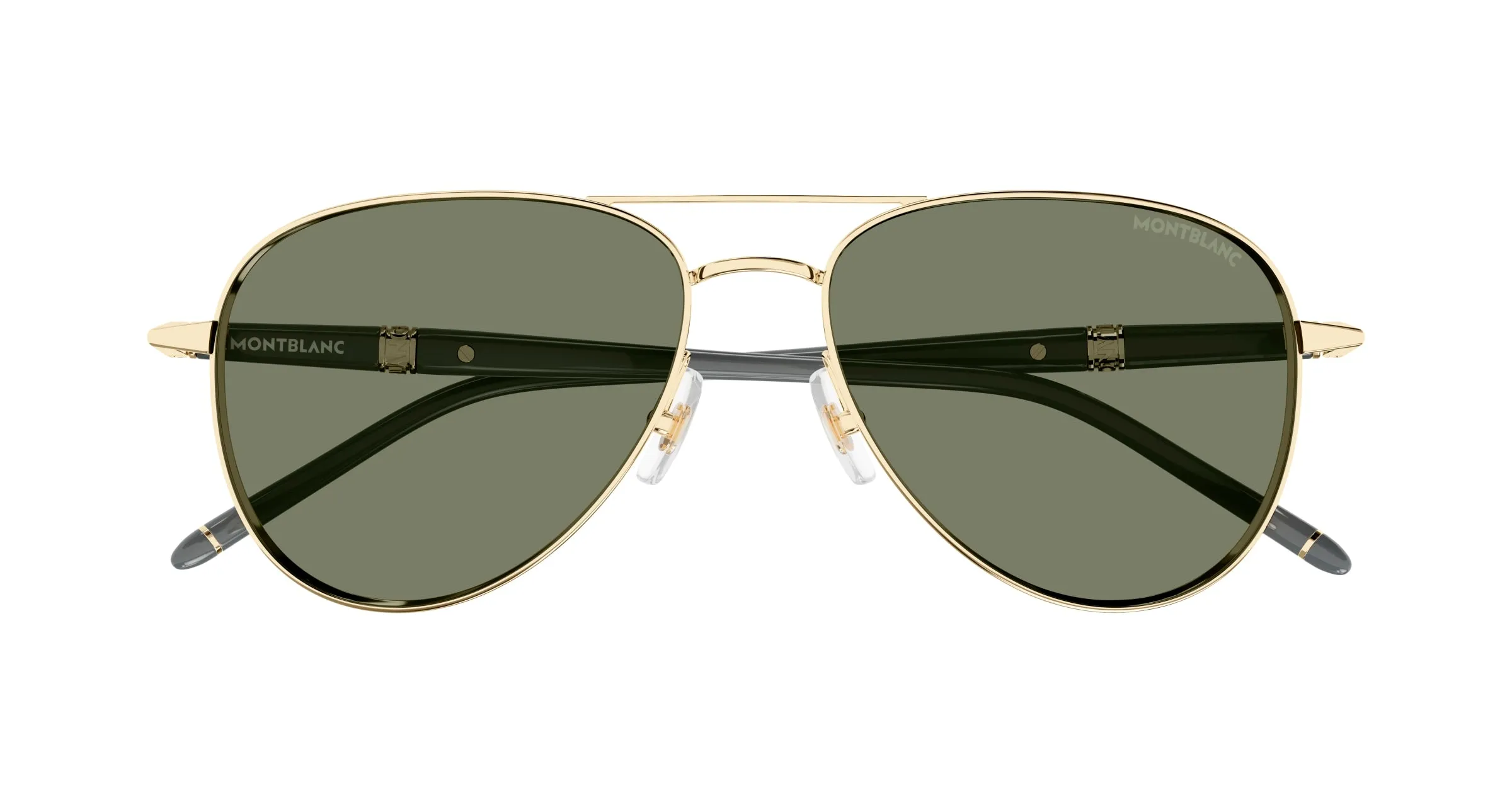 Montblanc MB0345S 004 Occhiali da sole Metallo Oro Verde Pilot - immagine 2