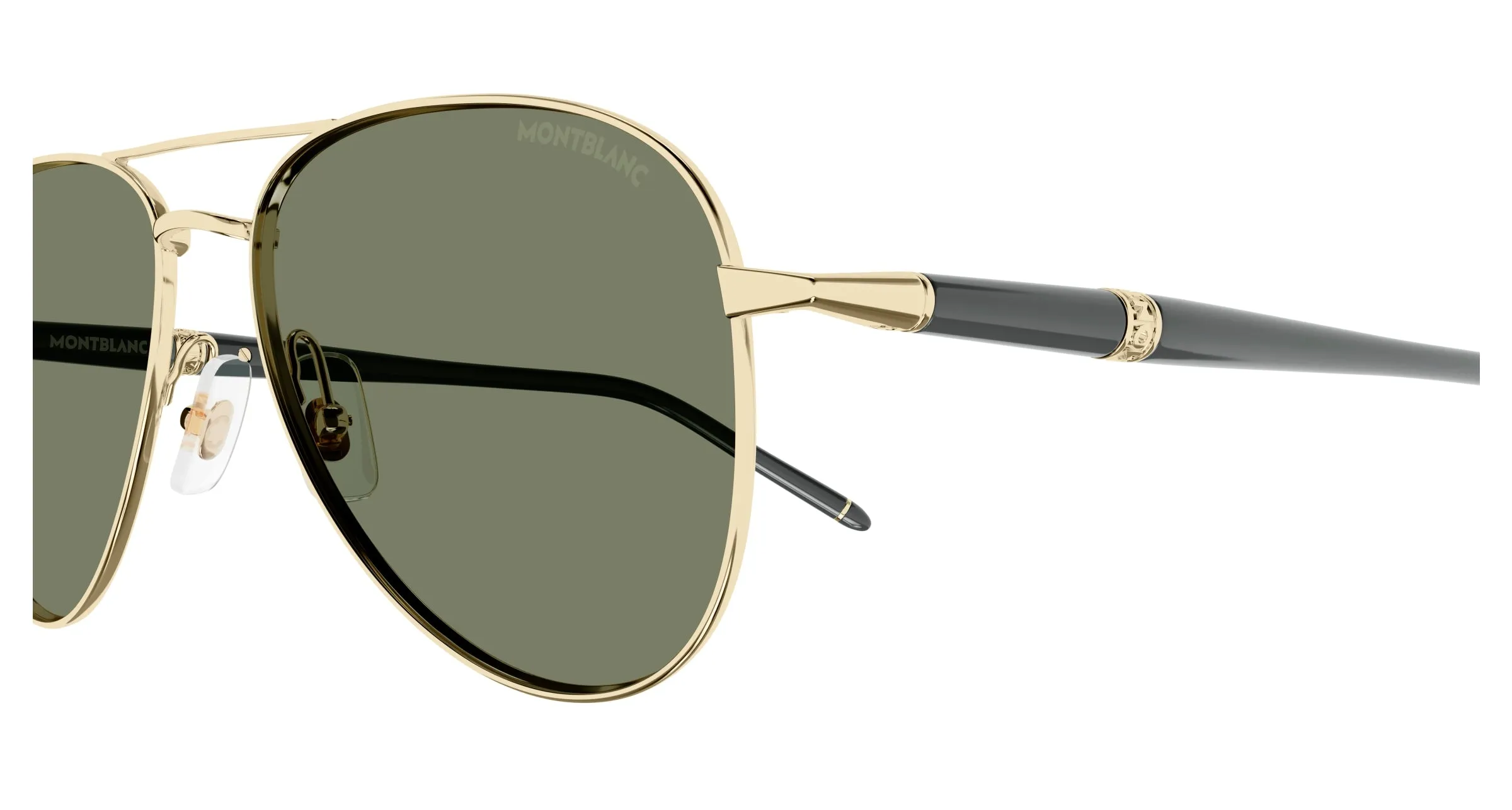 Montblanc MB0345S 004 Occhiali da sole Metallo Oro Verde Pilot - immagine 3