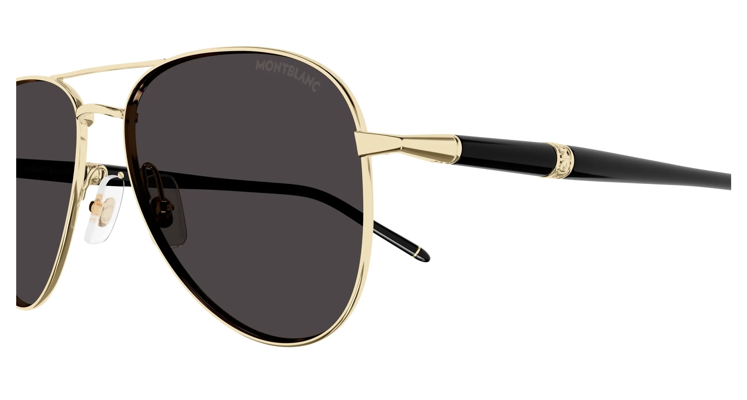 Montblanc MB0345S 001 Occhiali da sole Metallo Oro Grigio Pilot - immagine 3