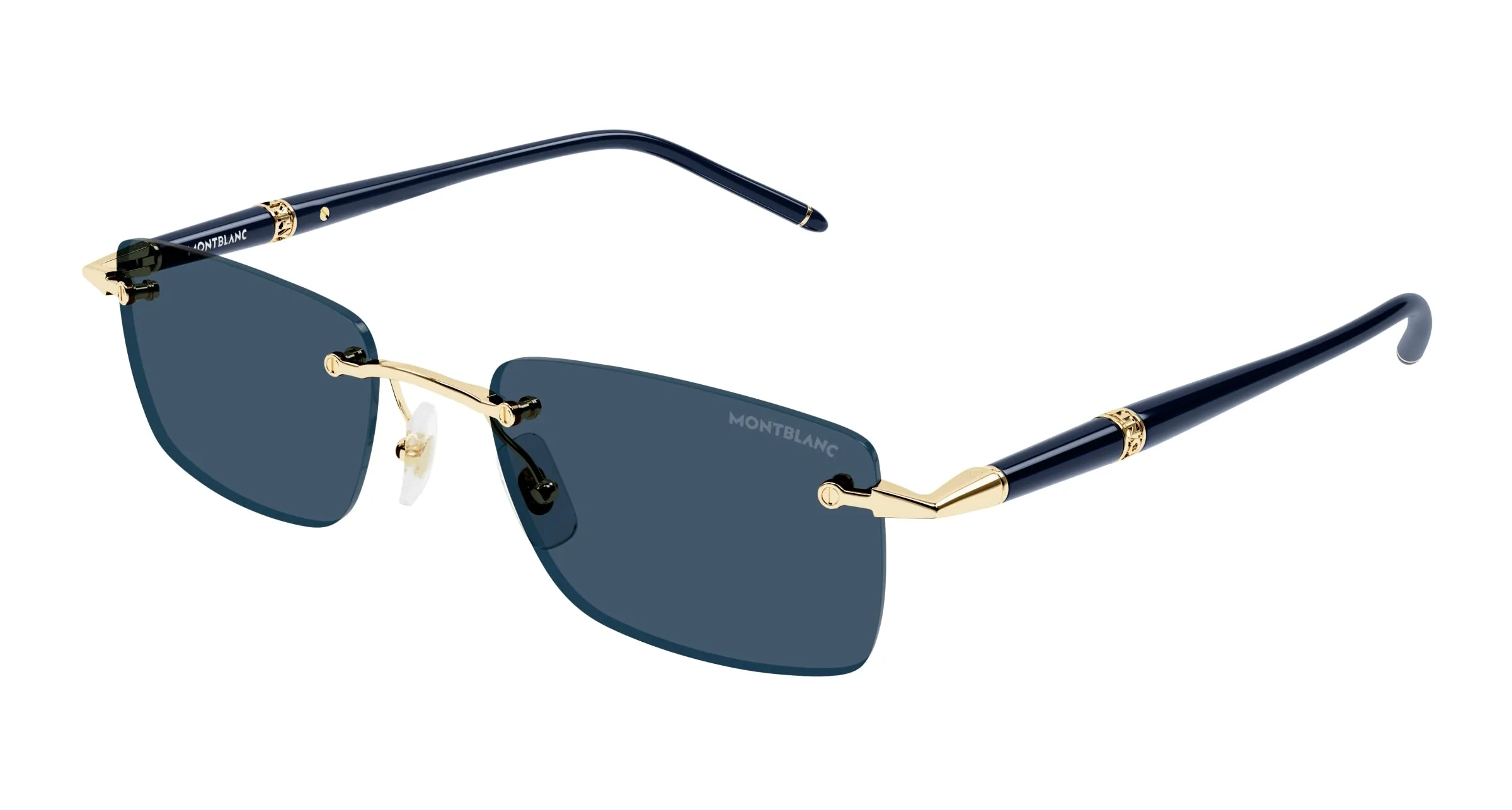 Montblanc MB0344S 003 Occhiali da sole Metallo Oro Blu Squadrata - immagine 1