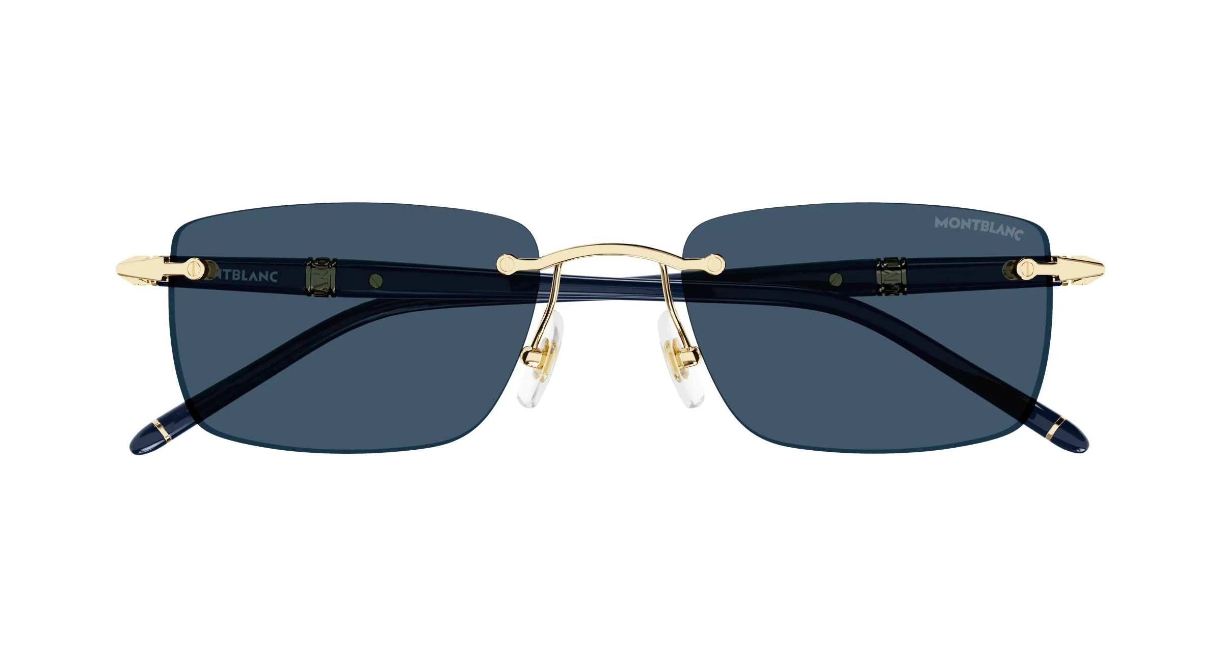 Montblanc MB0344S 003 Occhiali da sole Metallo Oro Blu Squadrata - immagine 2