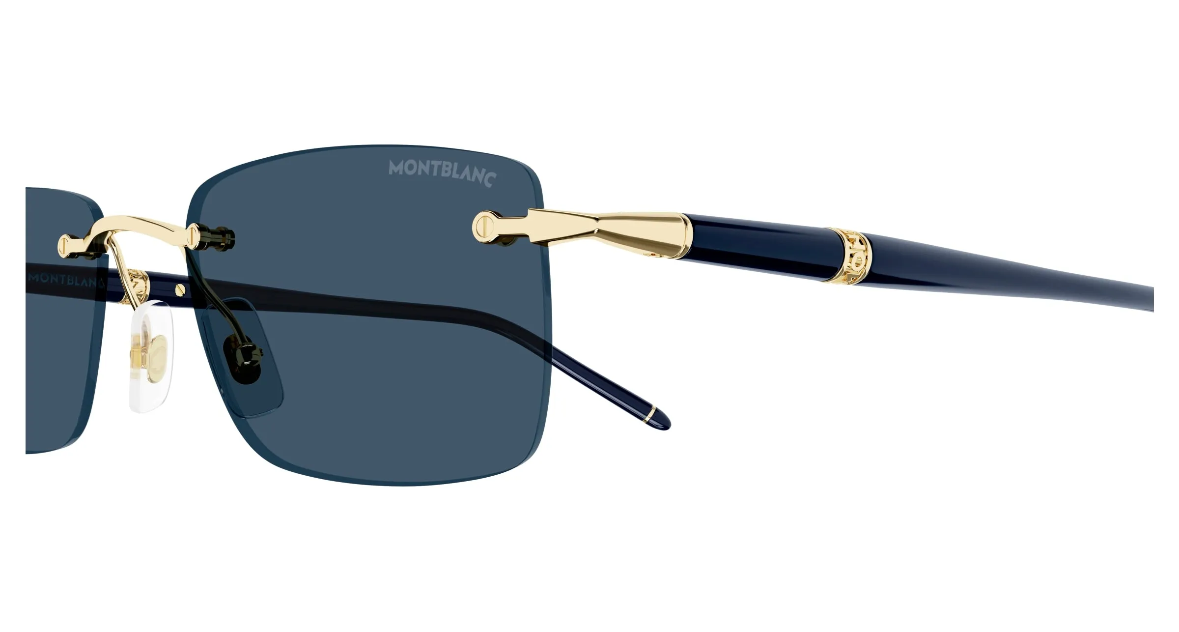 Montblanc MB0344S 003 Occhiali da sole Metallo Oro Blu Squadrata - immagine 3