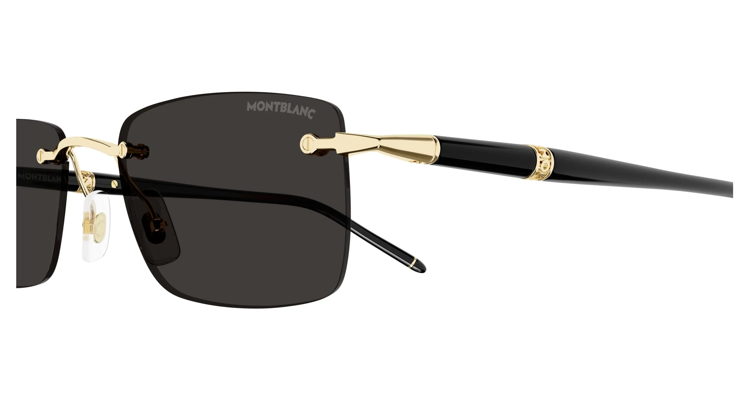 Montblanc MB0344S 001 Occhiali da sole Metallo Oro Grigio Squadrata - immagine 3
