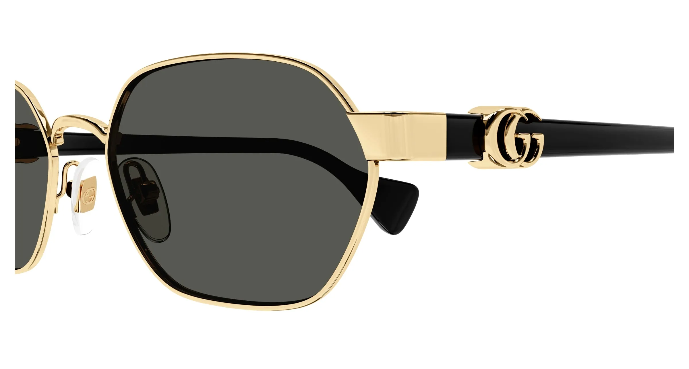 Gucci GG1593S 001 Occhiali da sole Metallo Oro Grigio Rotonda - immagine 3