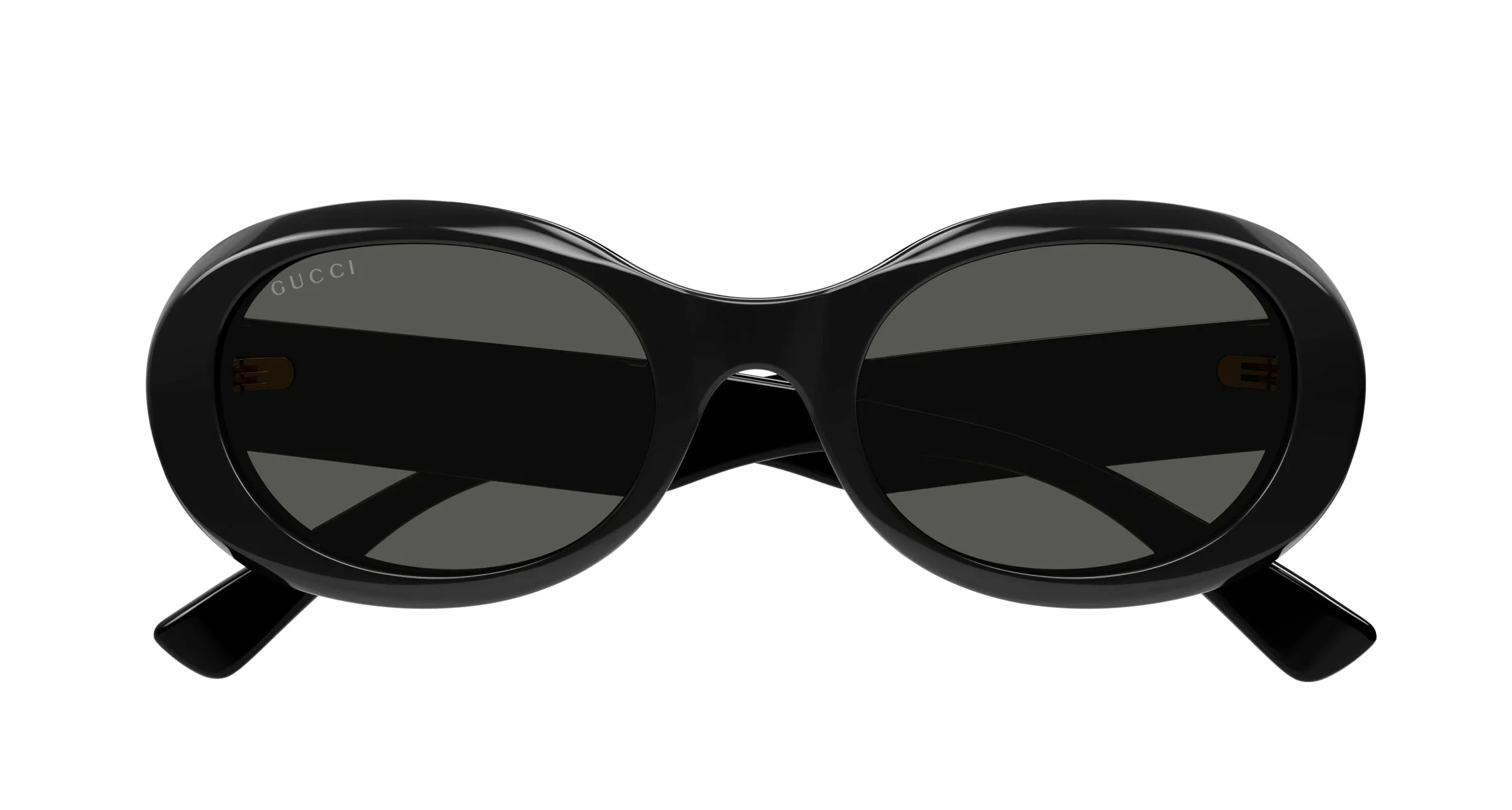 Gucci GG1587S 001 Occhiali da sole Acetato Nero Grigio Rotonda - immagine 2