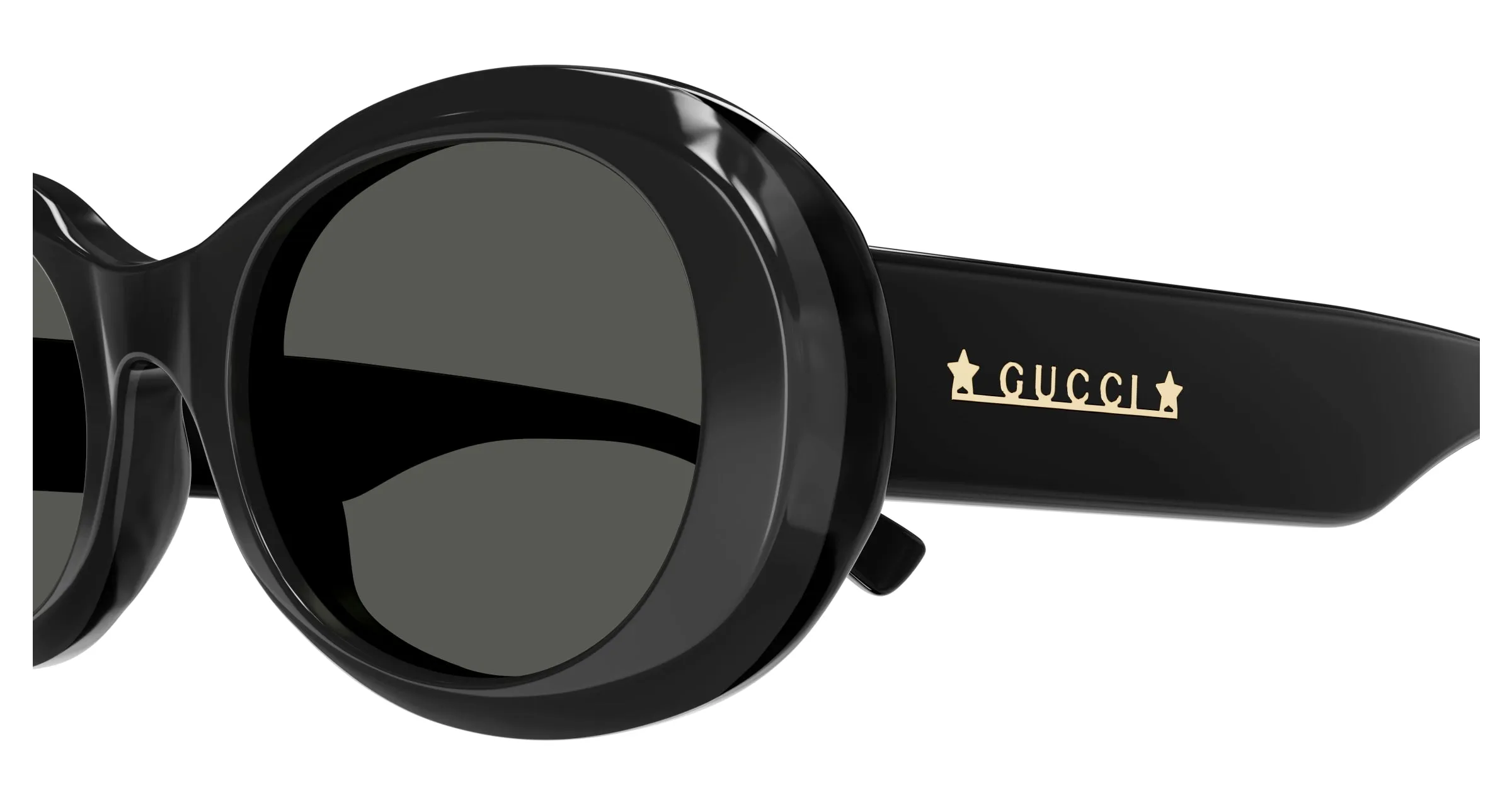 Gucci GG1587S 001 Occhiali da sole Acetato Nero Grigio Rotonda - immagine 3