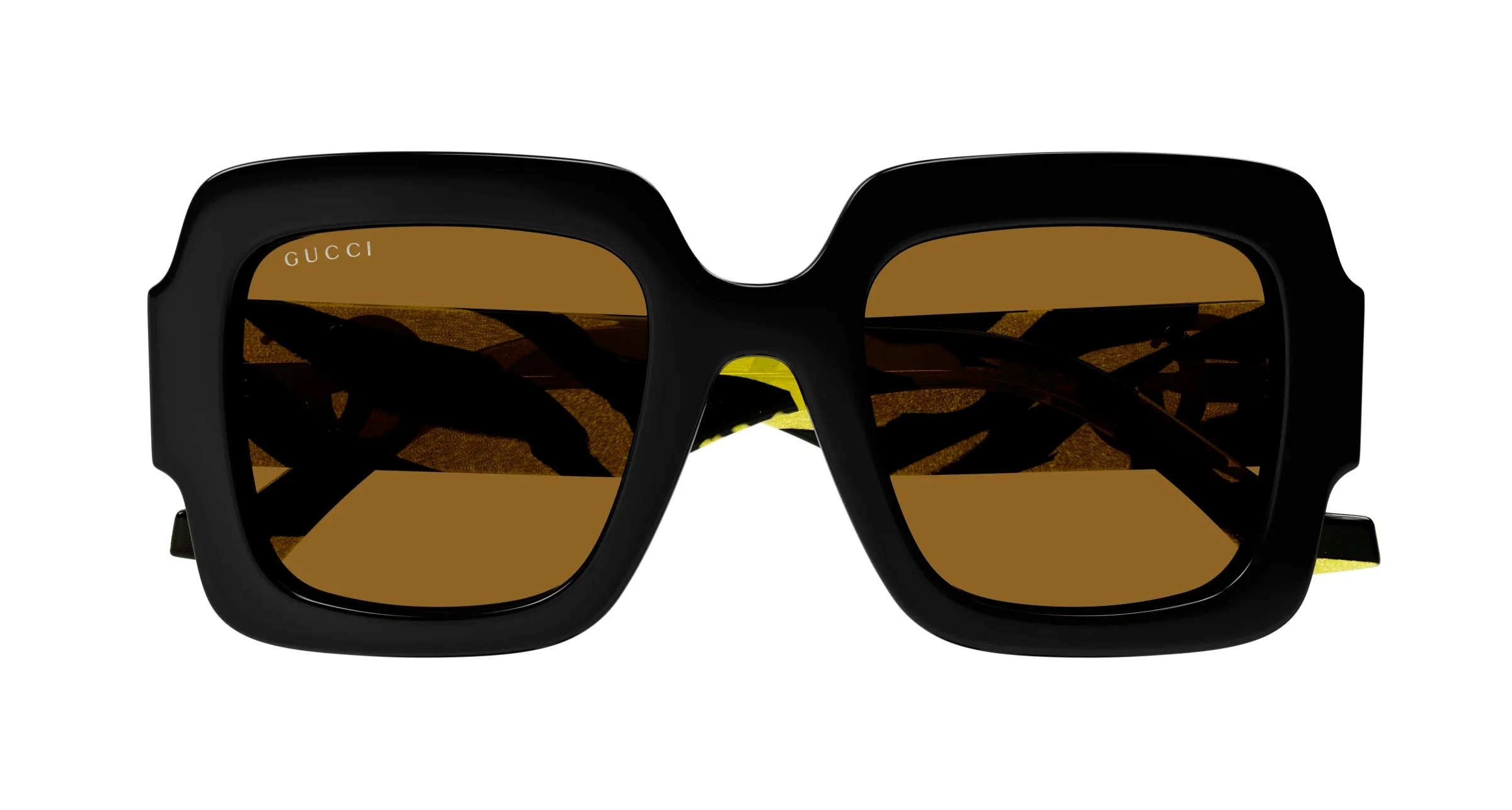 Gucci GG1547S 004 Occhiali da sole Acetato Nero Marrone Squadrata - immagine 2