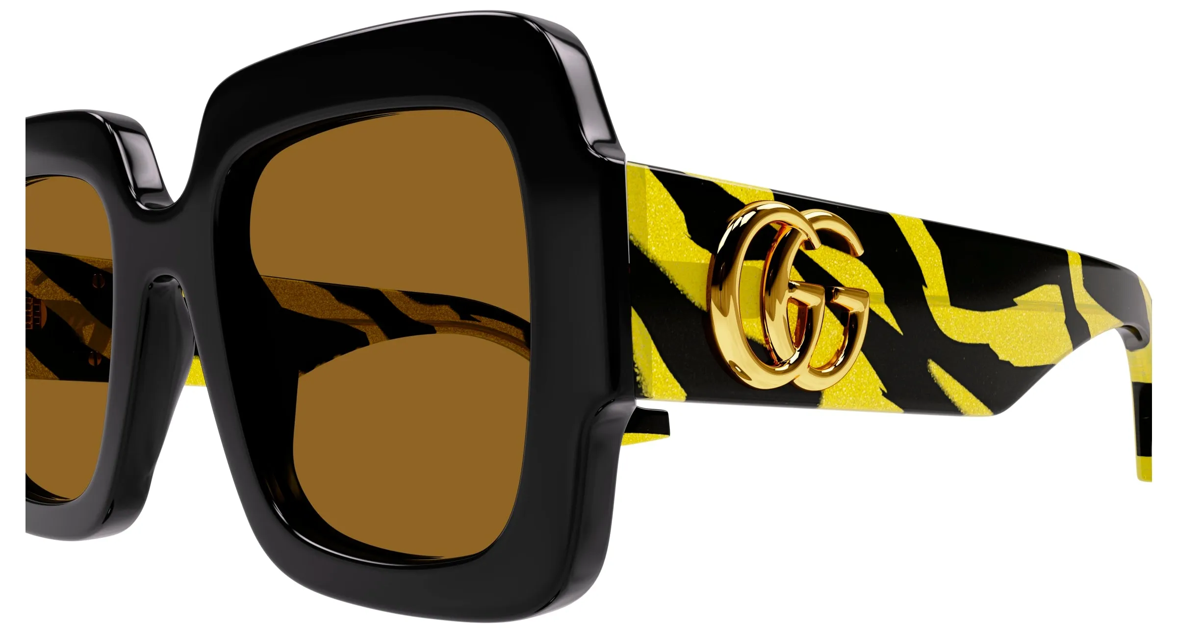 Gucci GG1547S 004 Occhiali da sole Acetato Nero Marrone Squadrata - immagine 3