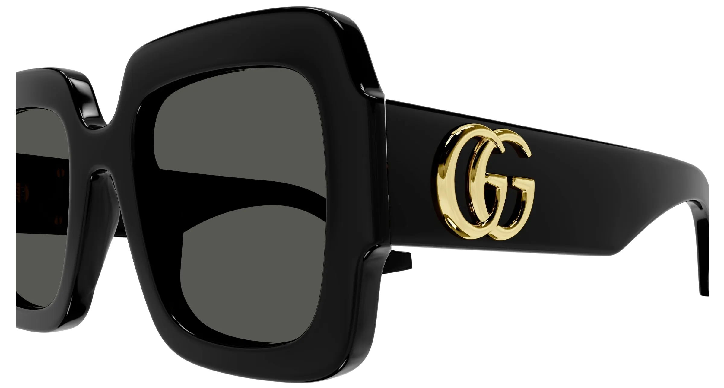 Gucci GG1547S 001 Occhiali da sole Acetato Nero Grigio Squadrata - immagine 3