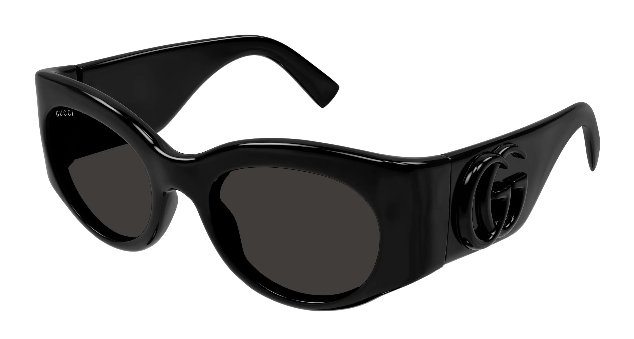 Gucci GG1544S 001 Occhiali da sole Iniettato Nero Grigio Rotonda - immagine 1