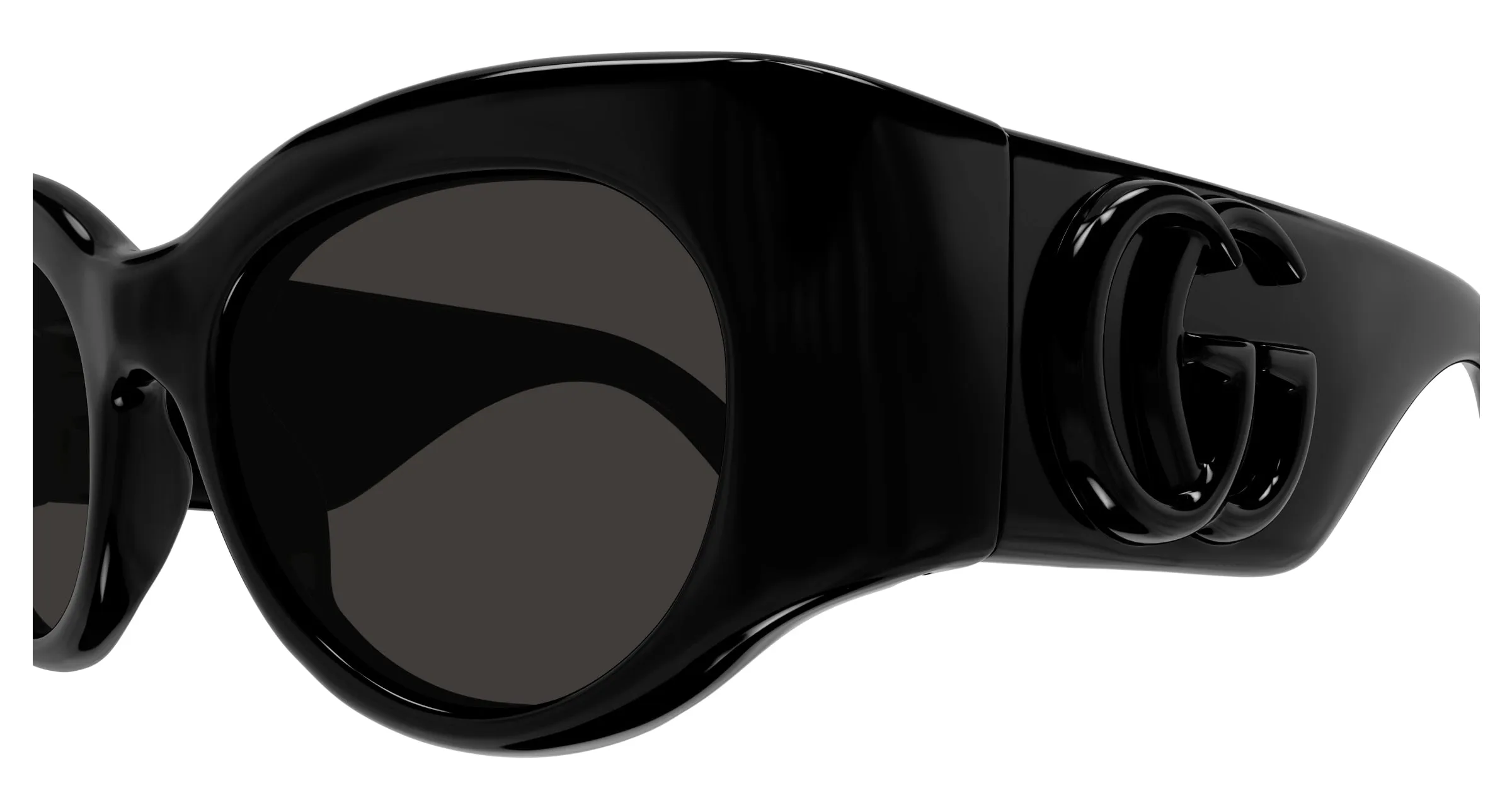 Gucci GG1544S 001 Occhiali da sole Iniettato Nero Grigio Rotonda - immagine 3