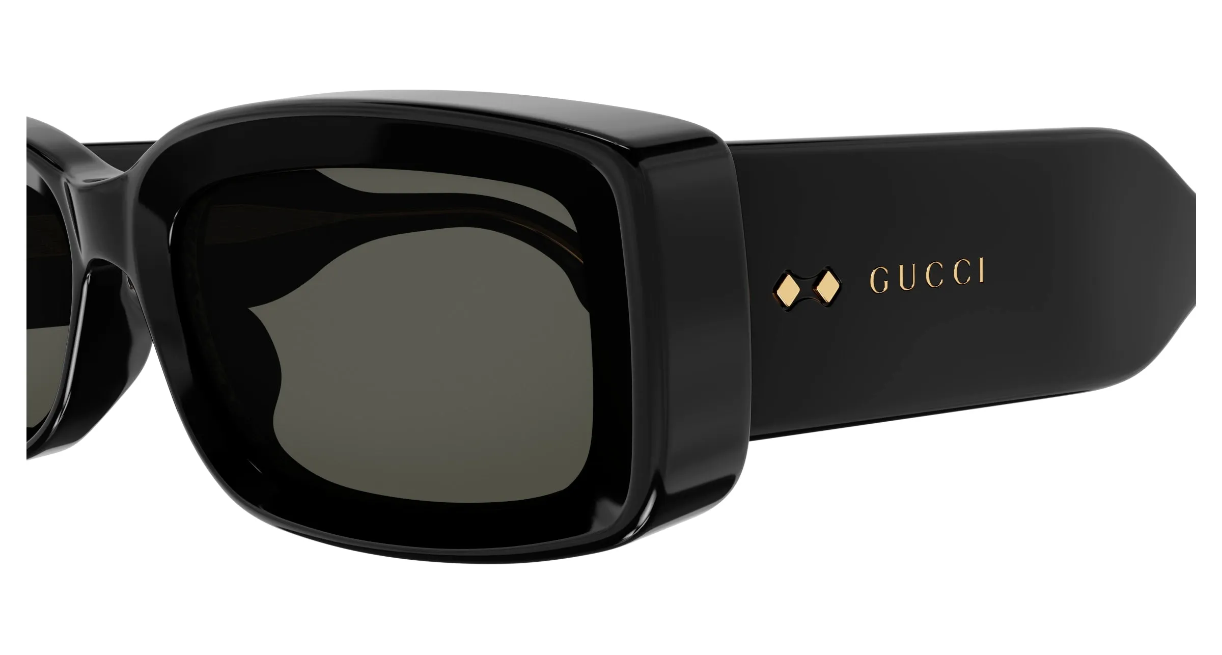 Gucci GG1528S 001 Occhiali da sole Acetato Nero Grigio Squadrata - immagine 3