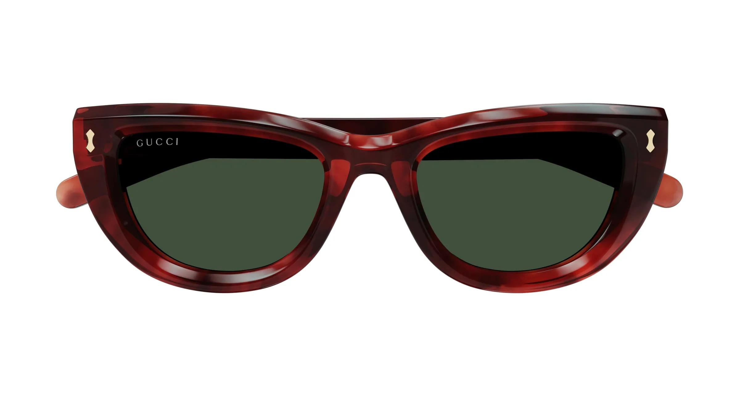 Gucci GG1521S 002 Occhiali da sole Acetato Havana Verde Cat Eye - immagine 2