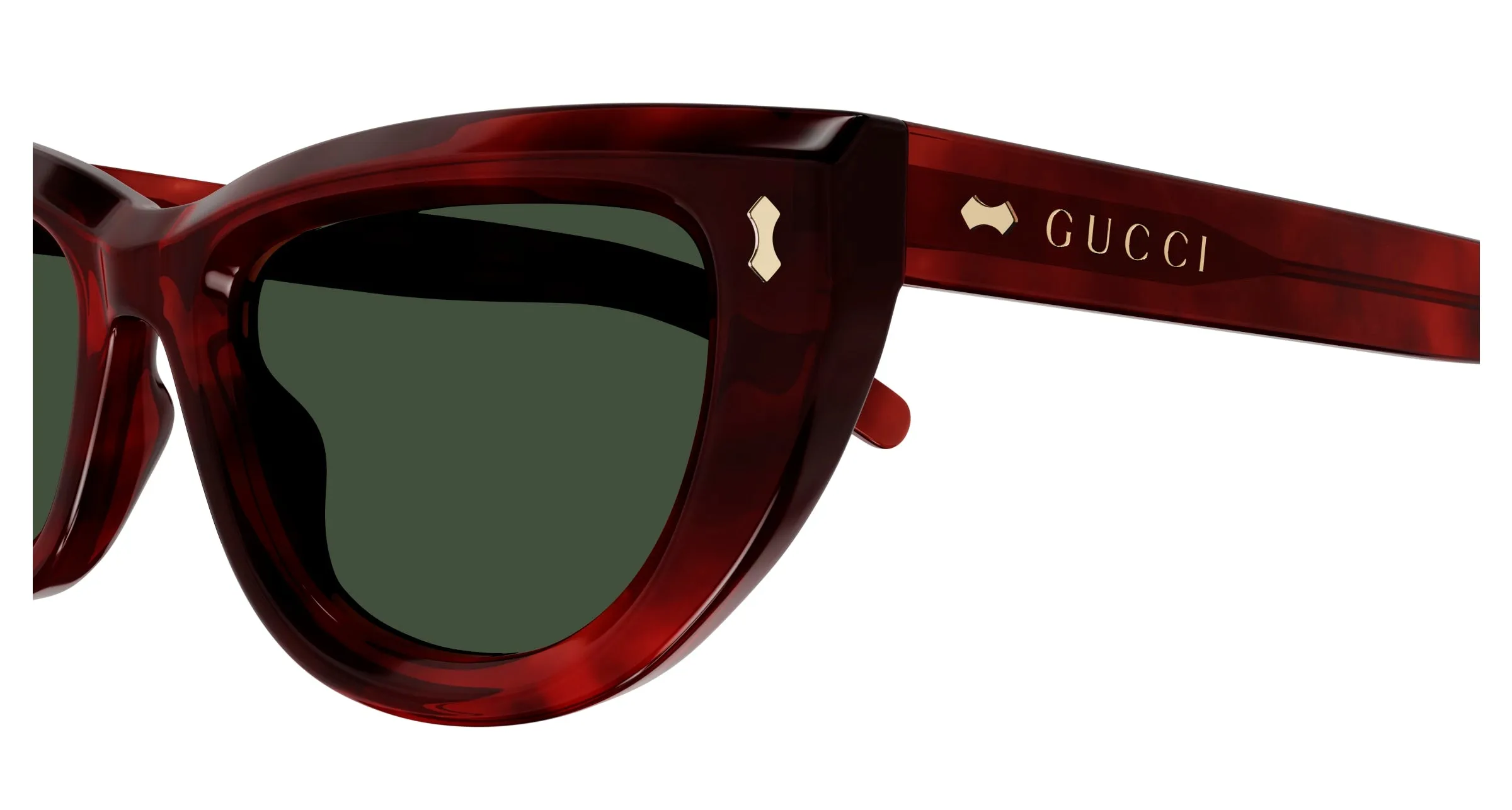 Gucci GG1521S 002 Occhiali da sole Acetato Havana Verde Cat Eye - immagine 3