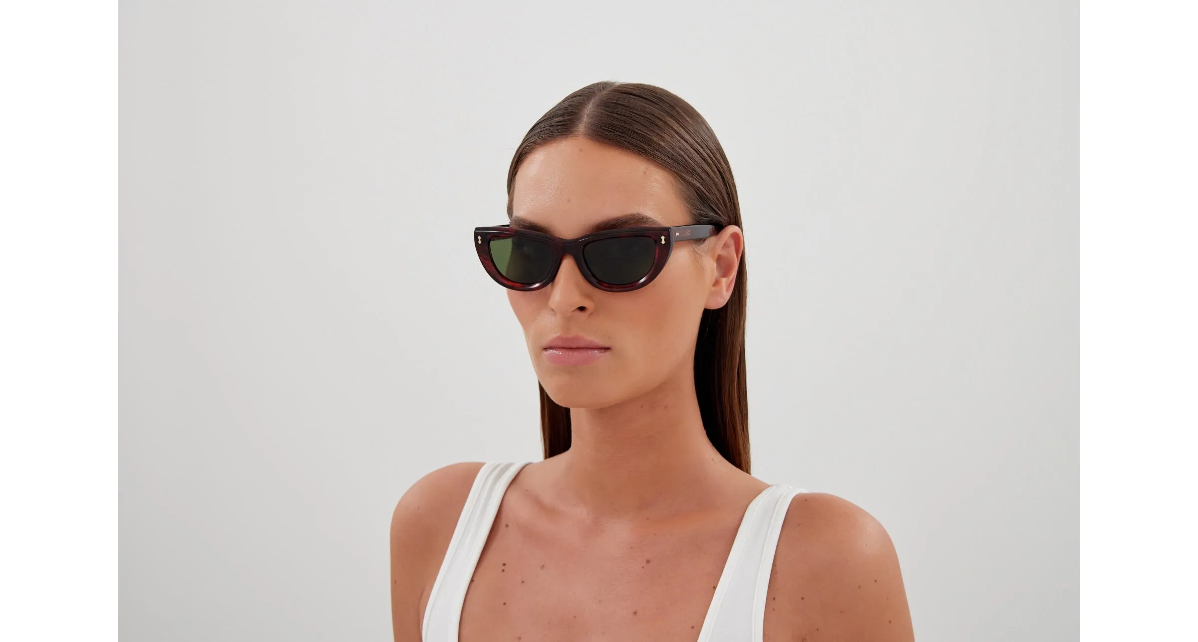 Gucci GG1521S 002 Occhiali da sole Acetato Havana Verde Cat Eye - immagine 4